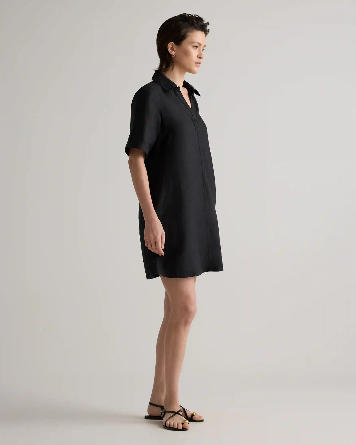 100% European Linen Popover Mini Dress