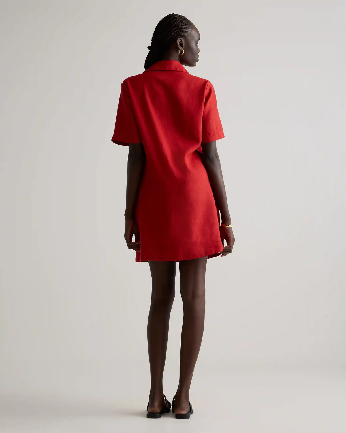 100% European Linen Popover Mini Dress