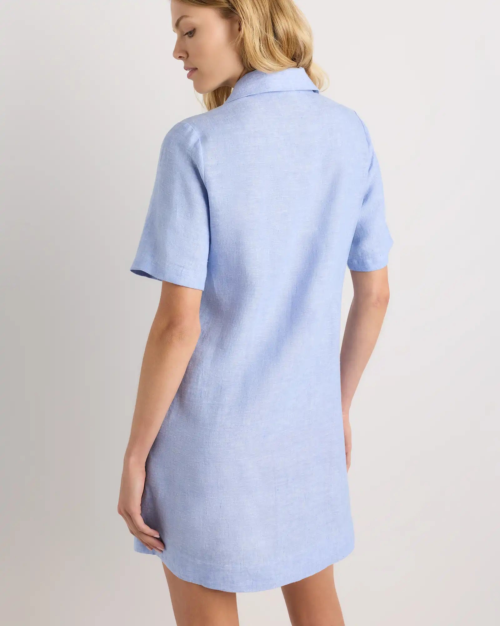 100% European Linen Popover Mini Dress