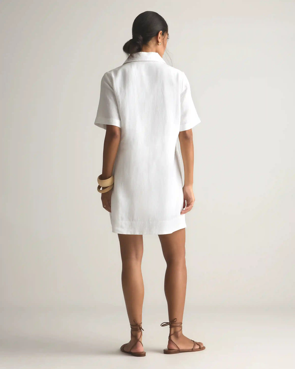 100% European Linen Popover Mini Dress