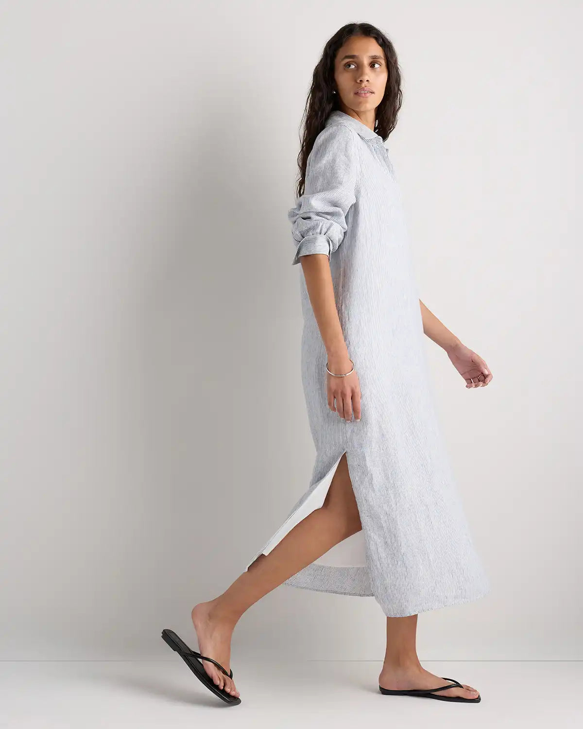 100% European Linen Popover Maxi Dress