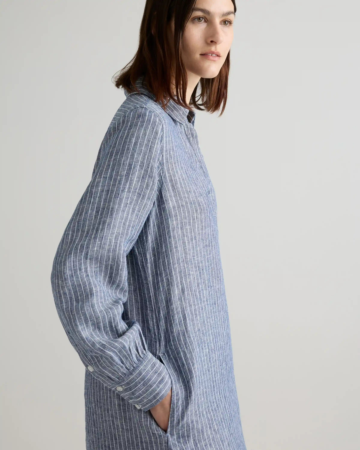 100% European Linen Popover Maxi Dress