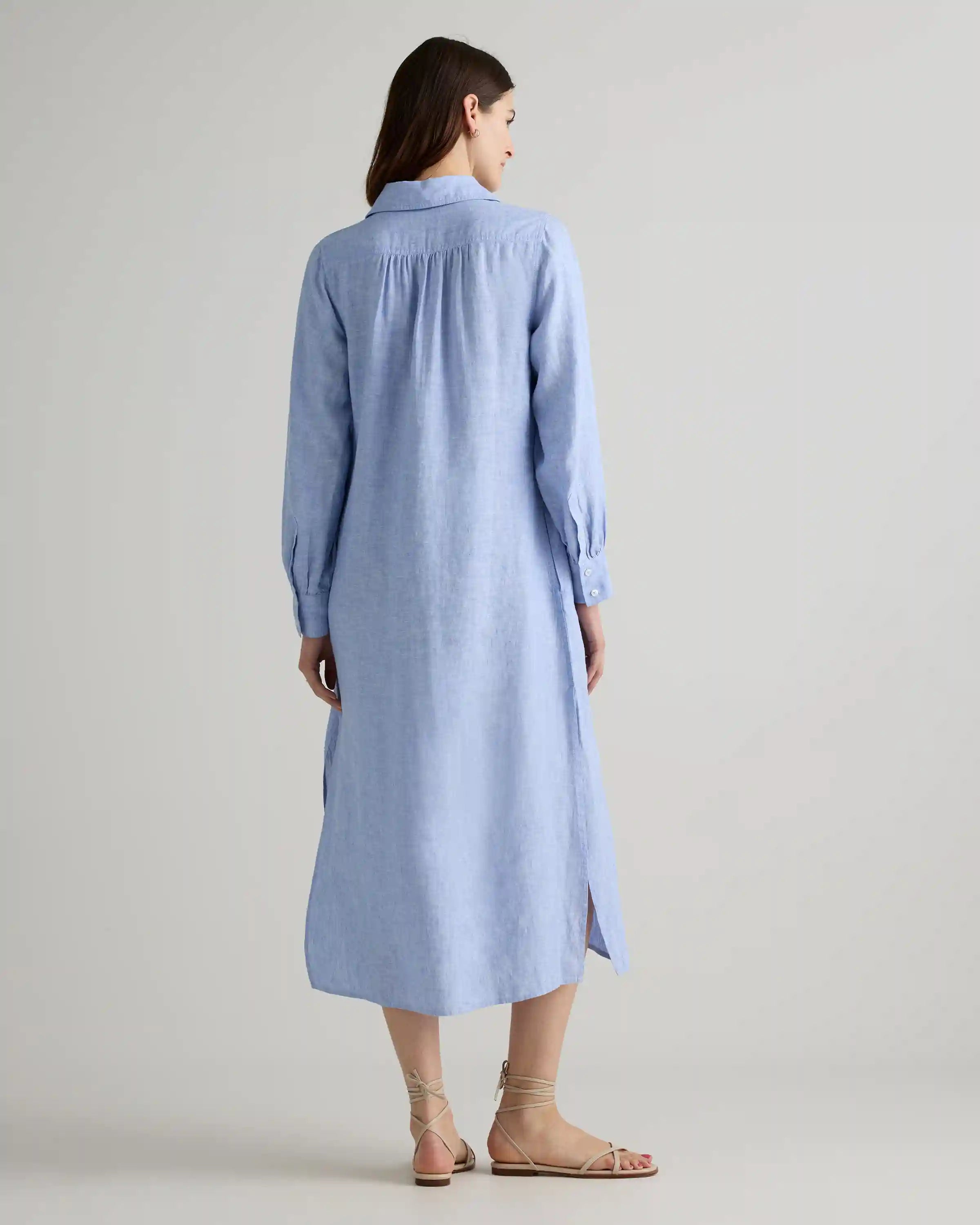 100% European Linen Popover Maxi Dress