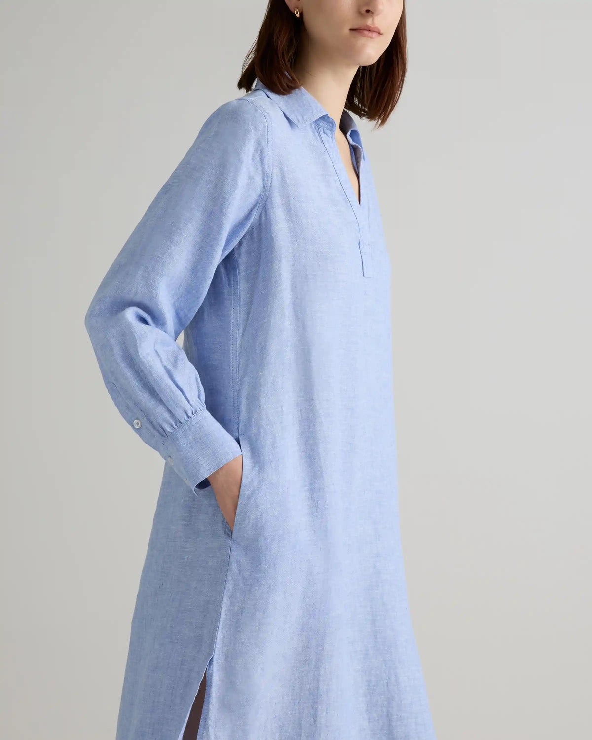 100% European Linen Popover Maxi Dress