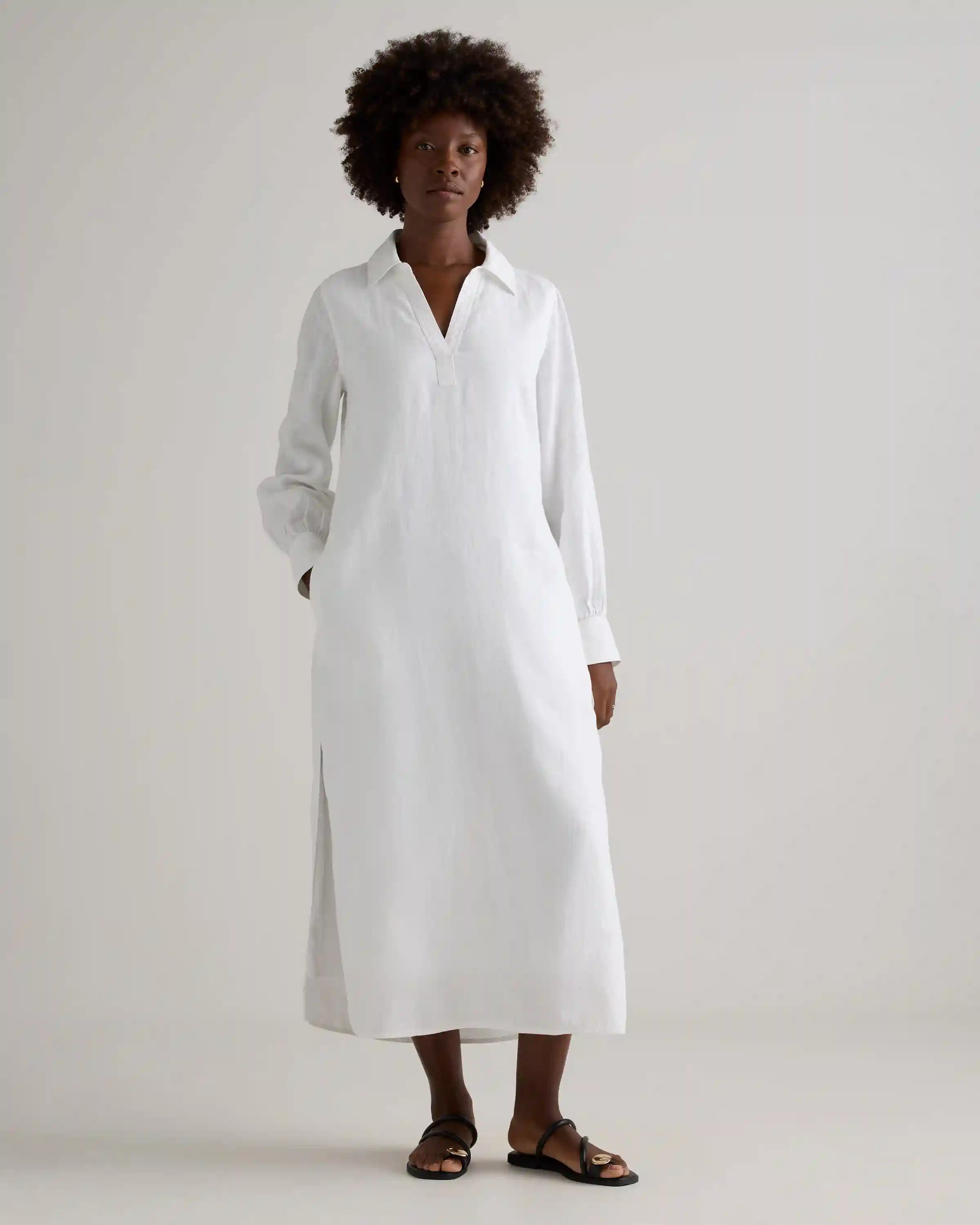 100% European Linen Popover Maxi Dress