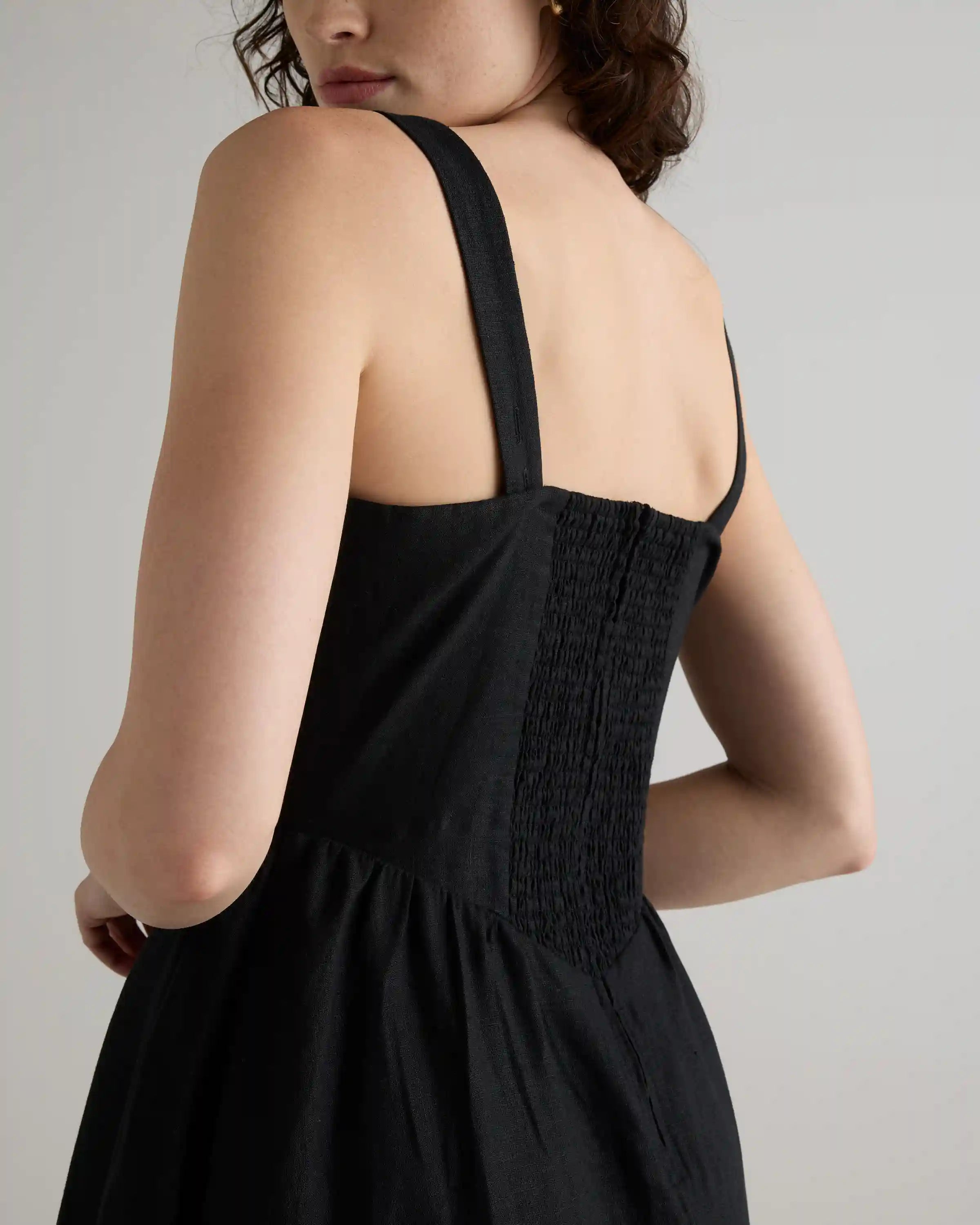 100% European Linen Corset Midi Dress