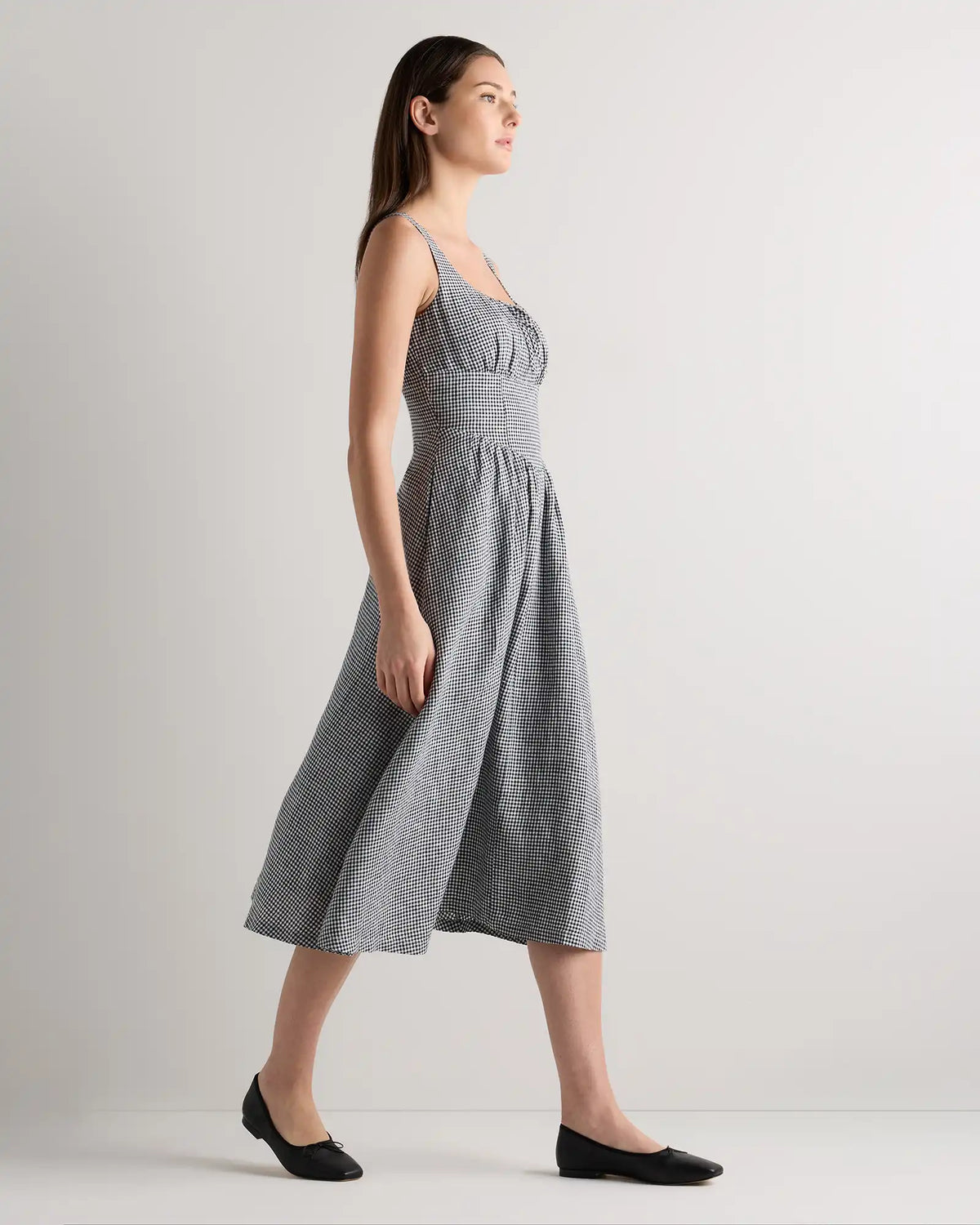 100% European Linen Corset Midi Dress