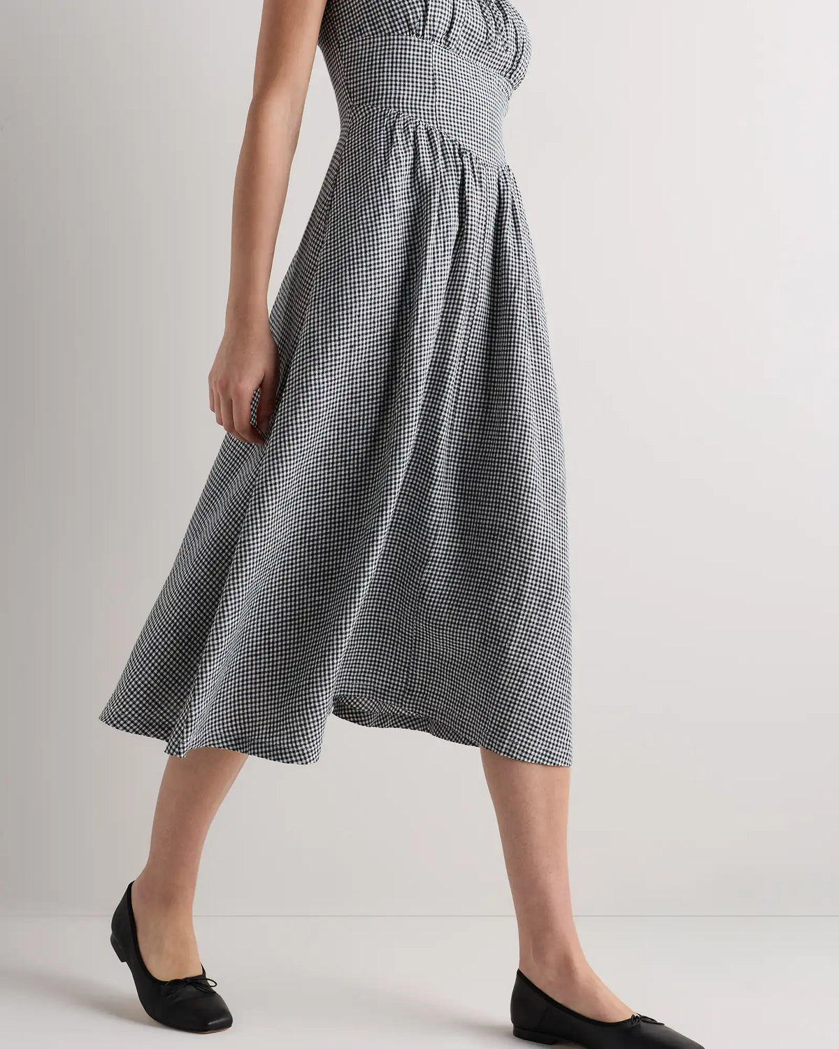 100% European Linen Corset Midi Dress