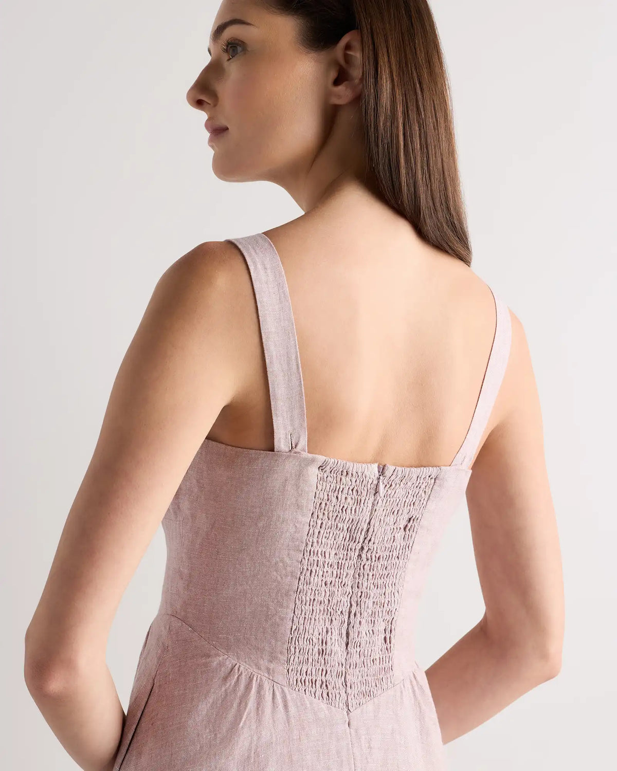 100% European Linen Corset Midi Dress