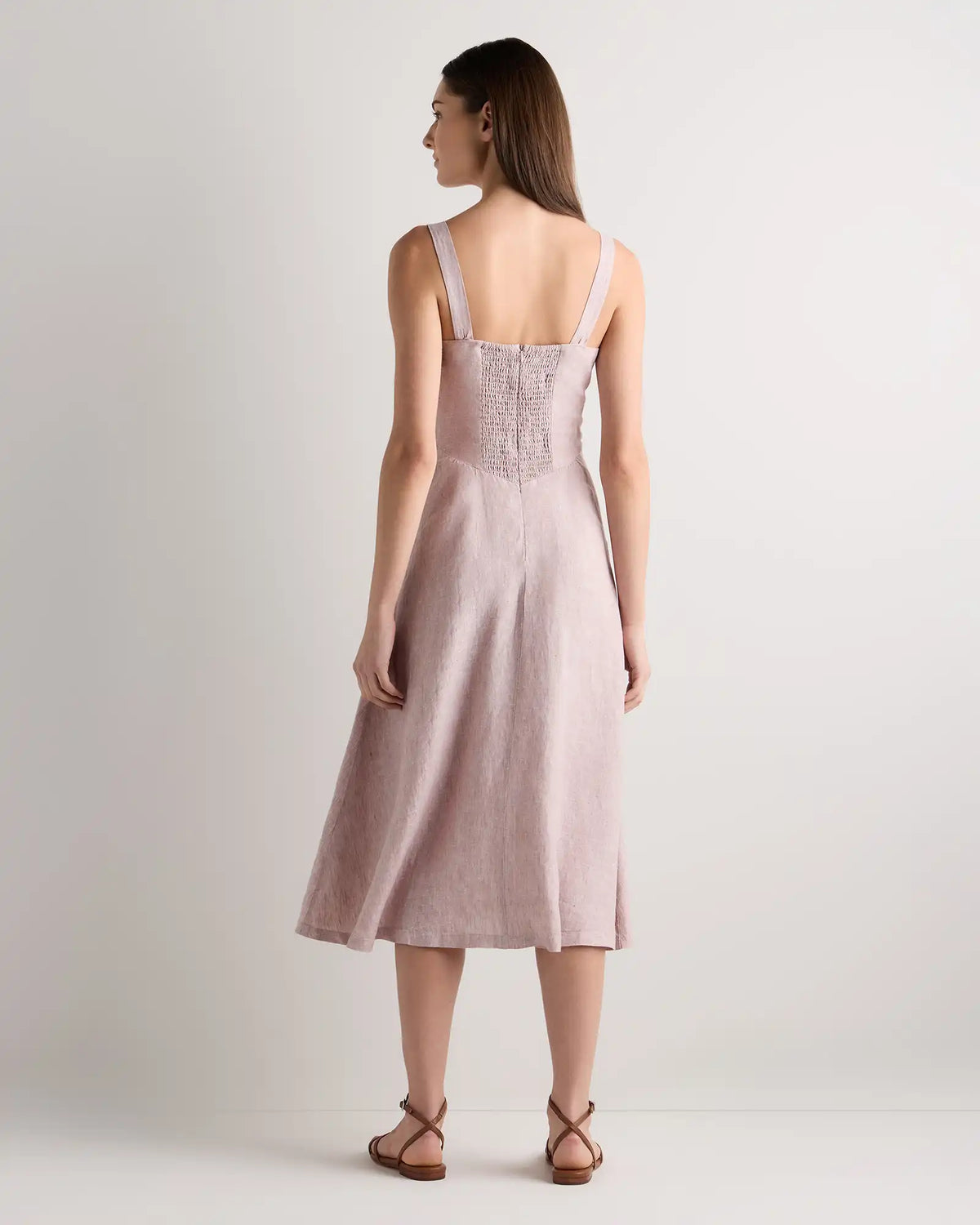 100% European Linen Corset Midi Dress