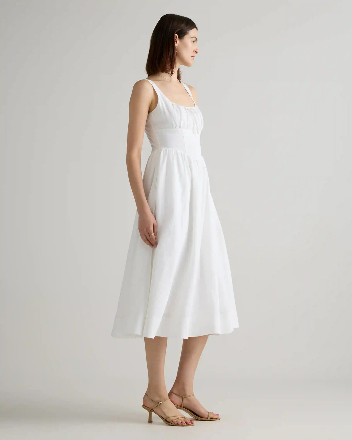 100% European Linen Corset Midi Dress
