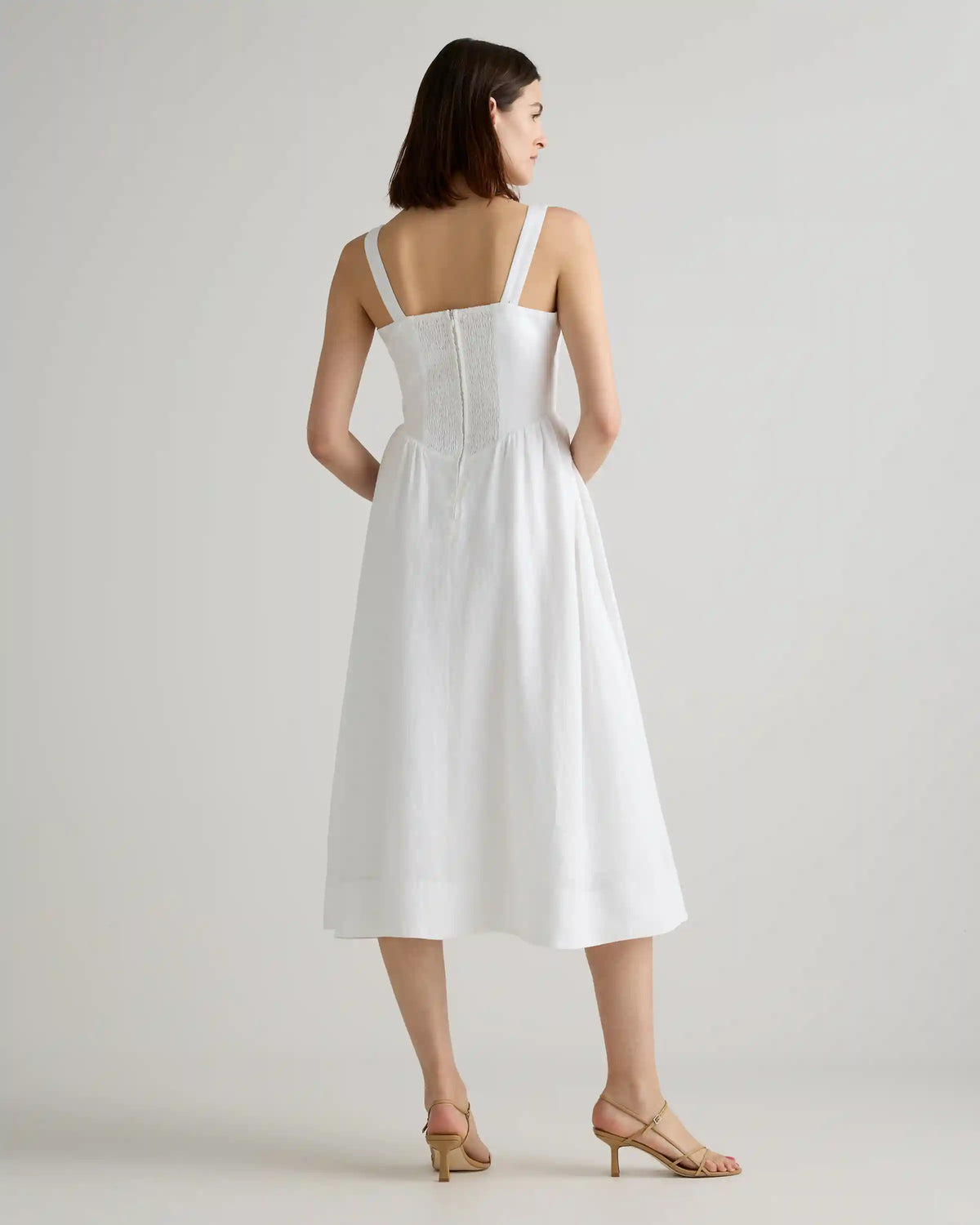 100% European Linen Corset Midi Dress