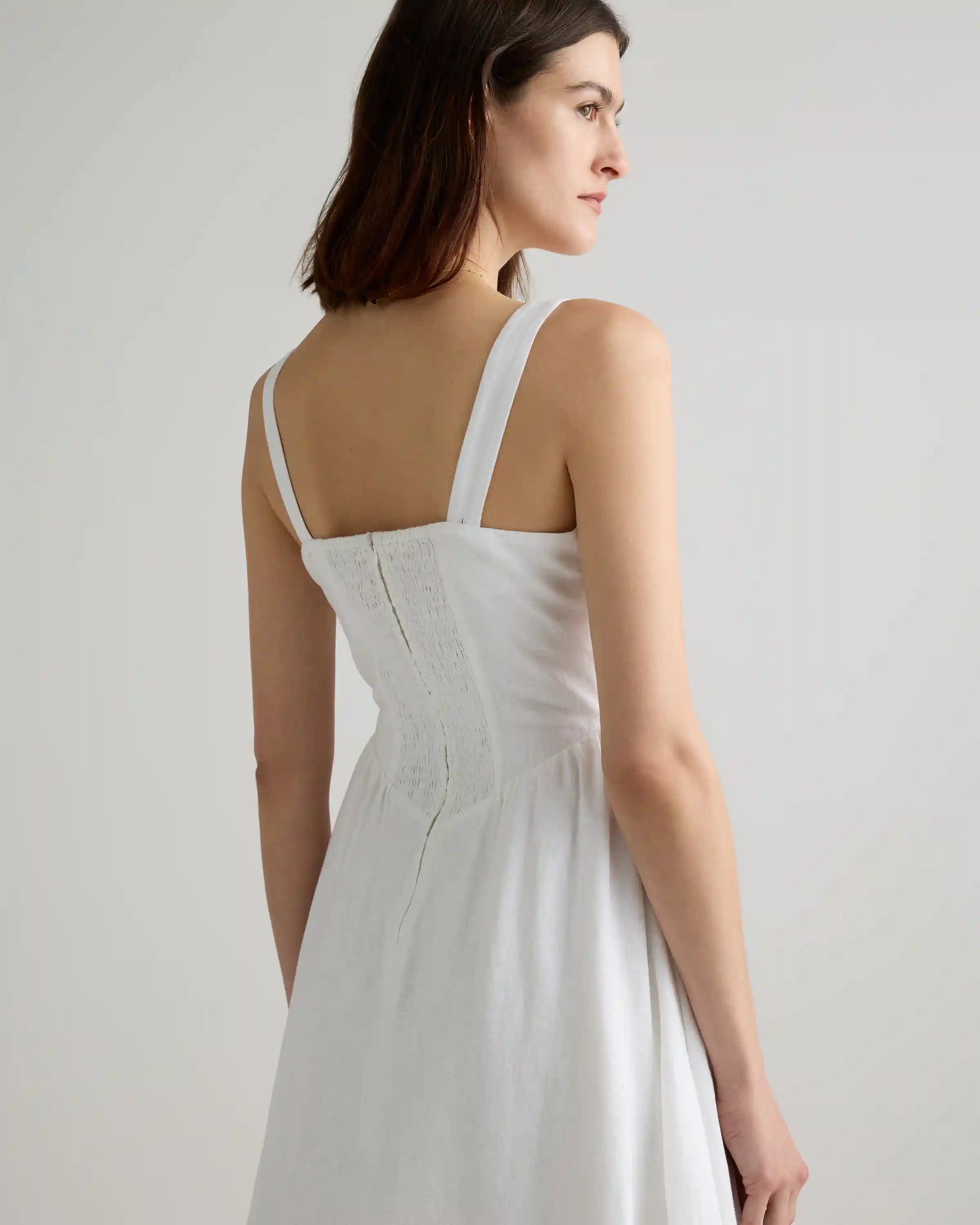100% European Linen Corset Midi Dress