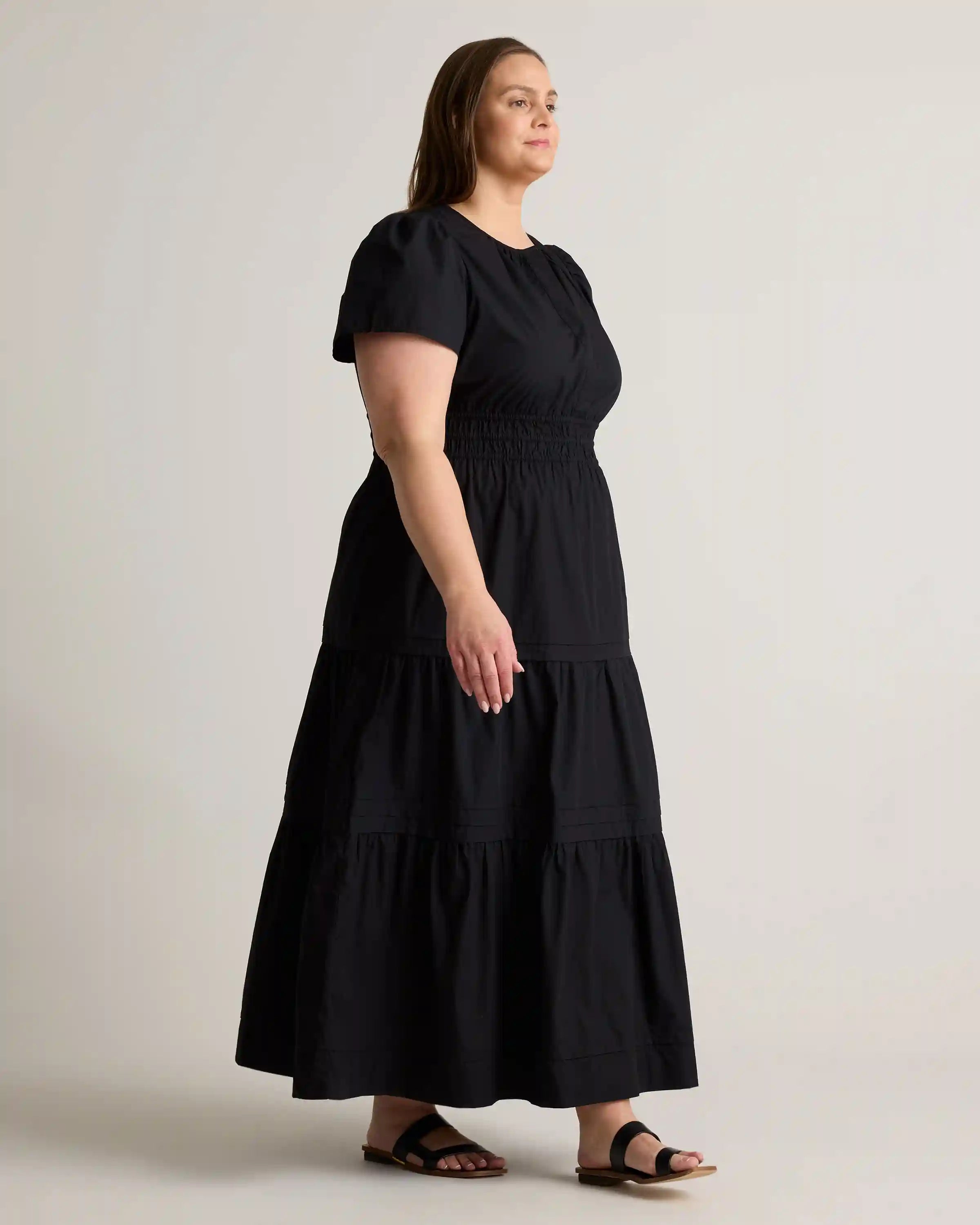 100% Organic Cotton Poplin Tiered Maxi Dress