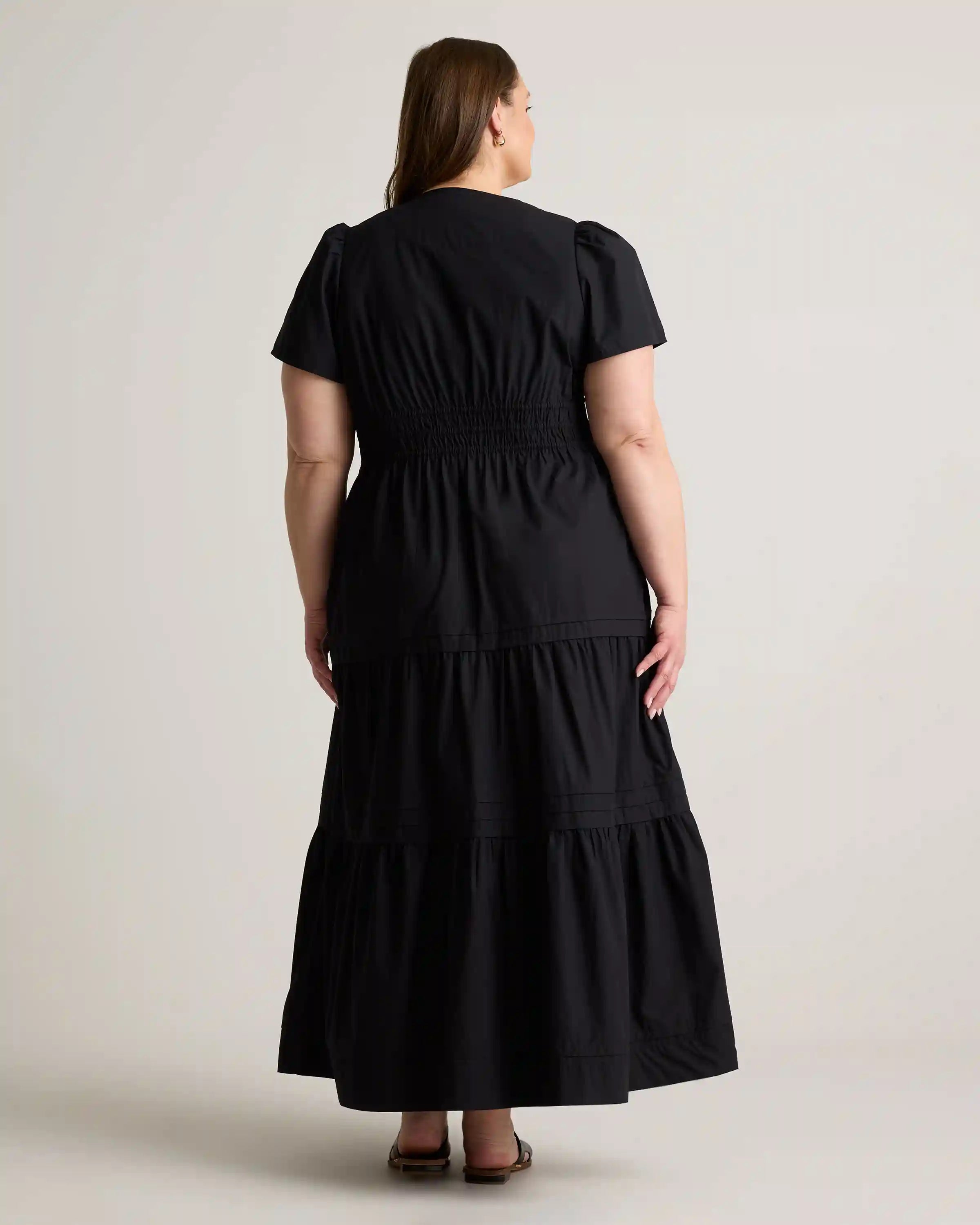 100% Organic Cotton Poplin Tiered Maxi Dress