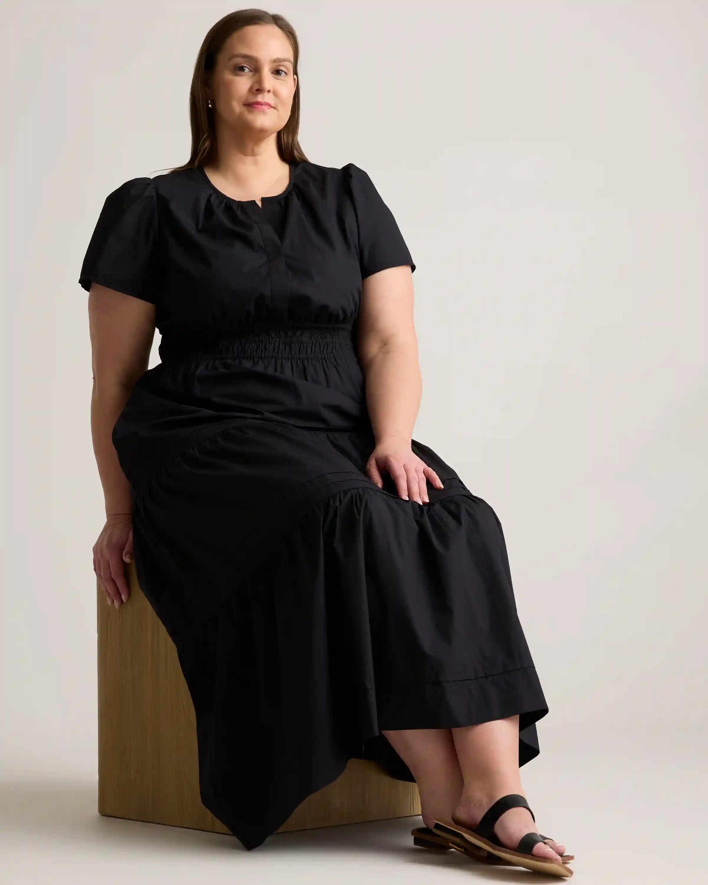 100% Organic Cotton Poplin Tiered Maxi Dress