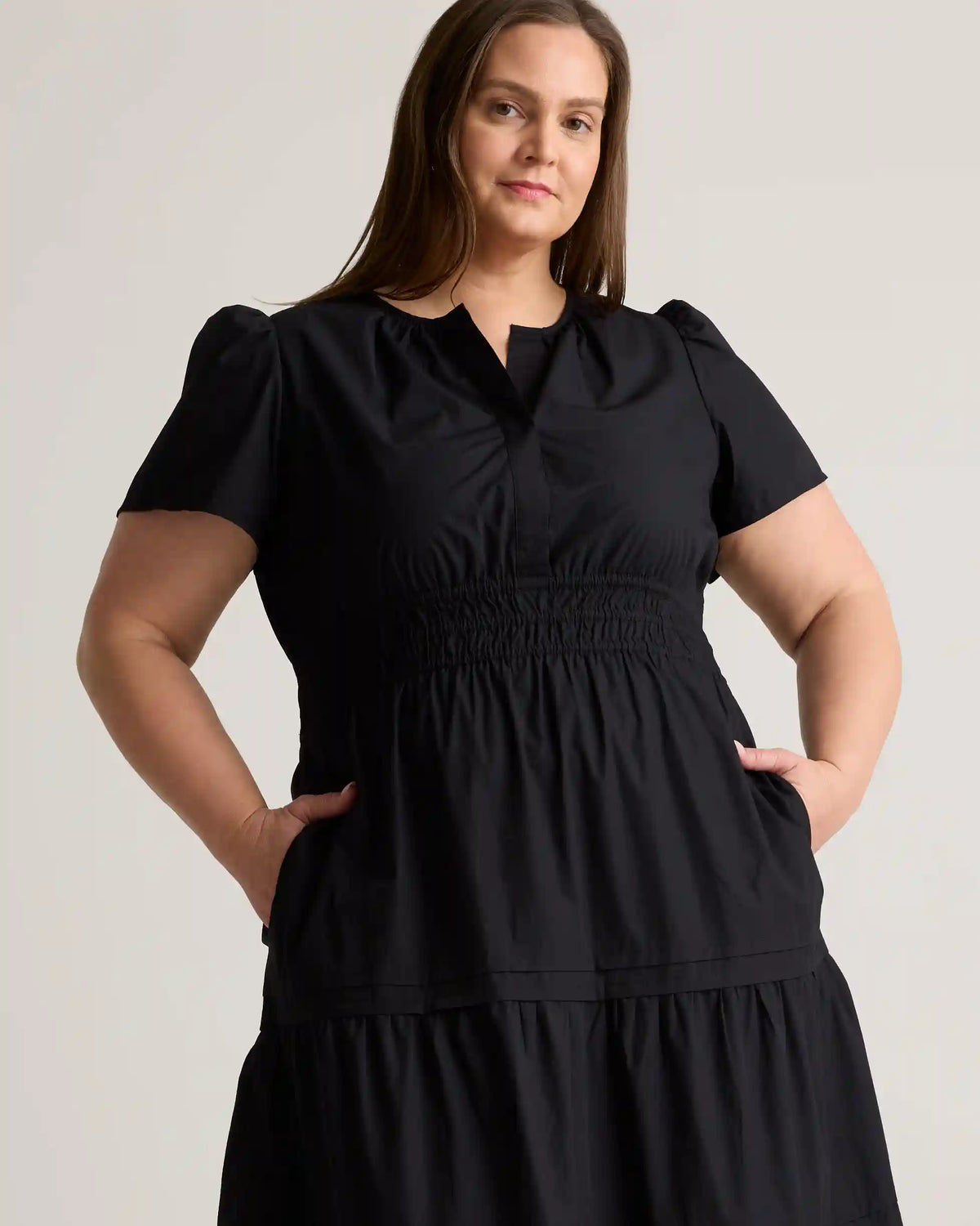 100% Organic Cotton Poplin Tiered Maxi Dress