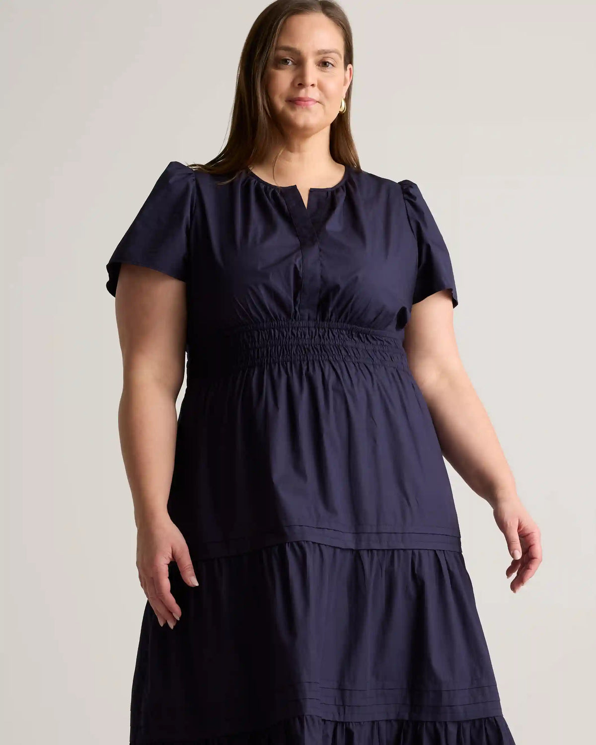 100% Organic Cotton Poplin Tiered Maxi Dress