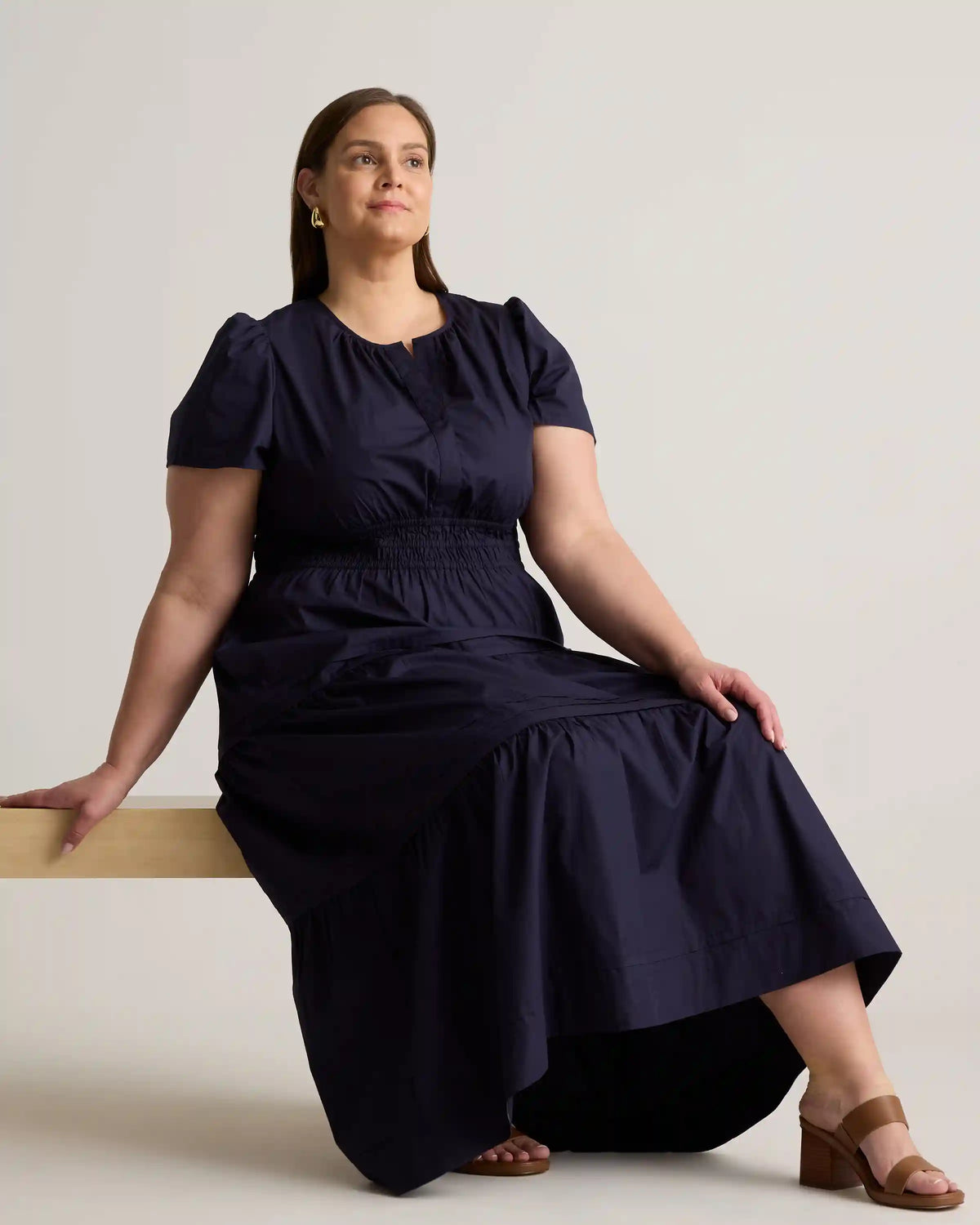 100% Organic Cotton Poplin Tiered Maxi Dress