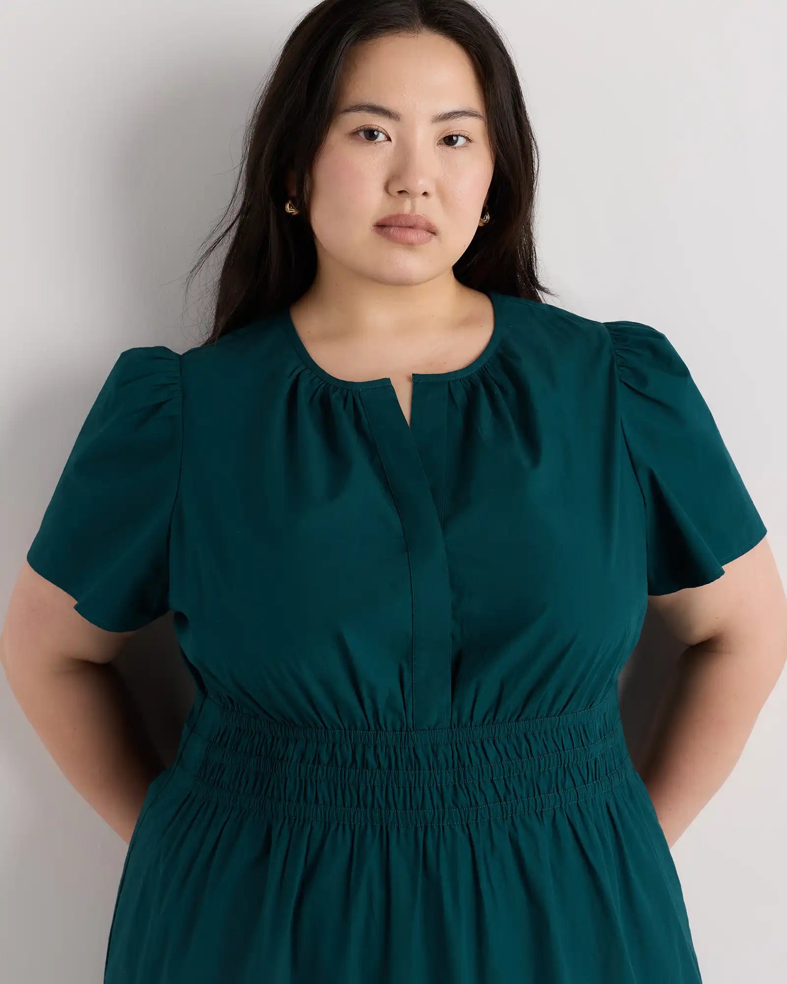 100% Organic Cotton Poplin Tiered Maxi Dress