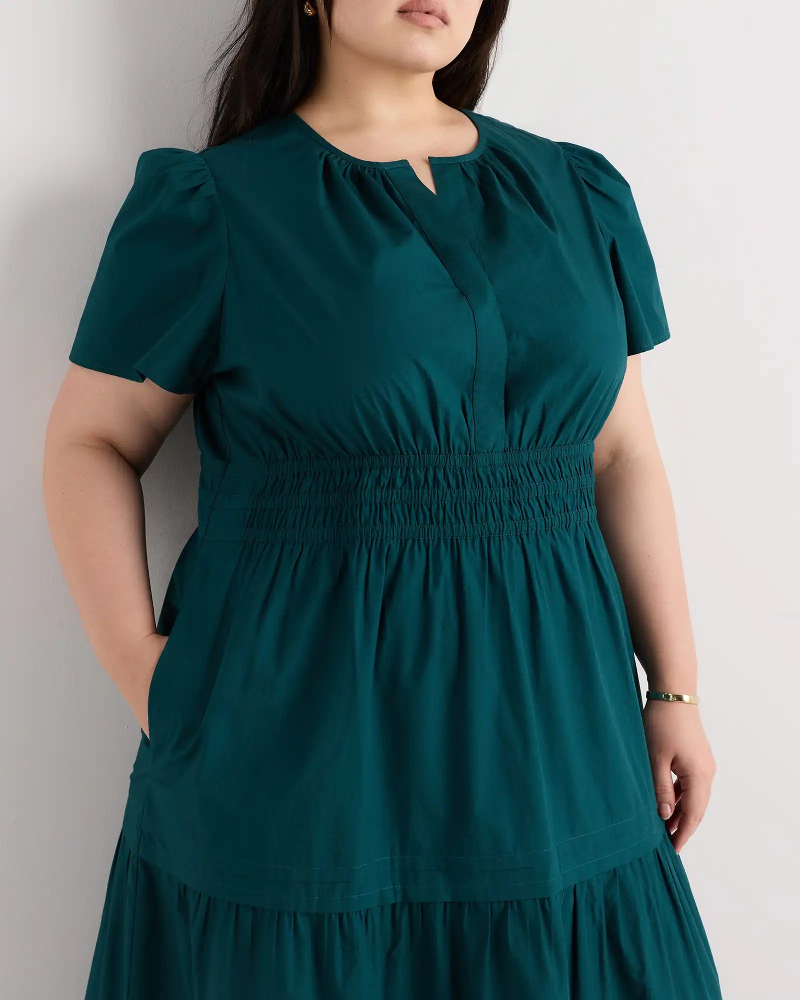 100% Organic Cotton Poplin Tiered Maxi Dress