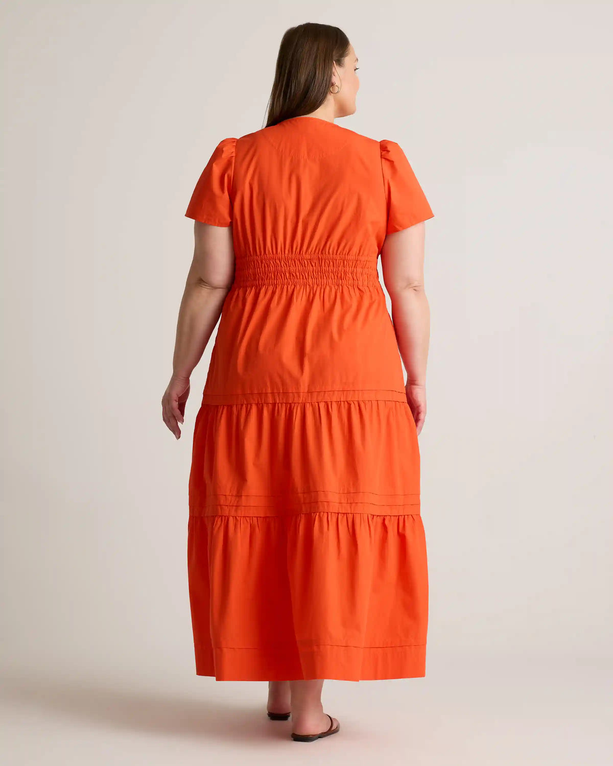 100% Organic Cotton Poplin Tiered Maxi Dress