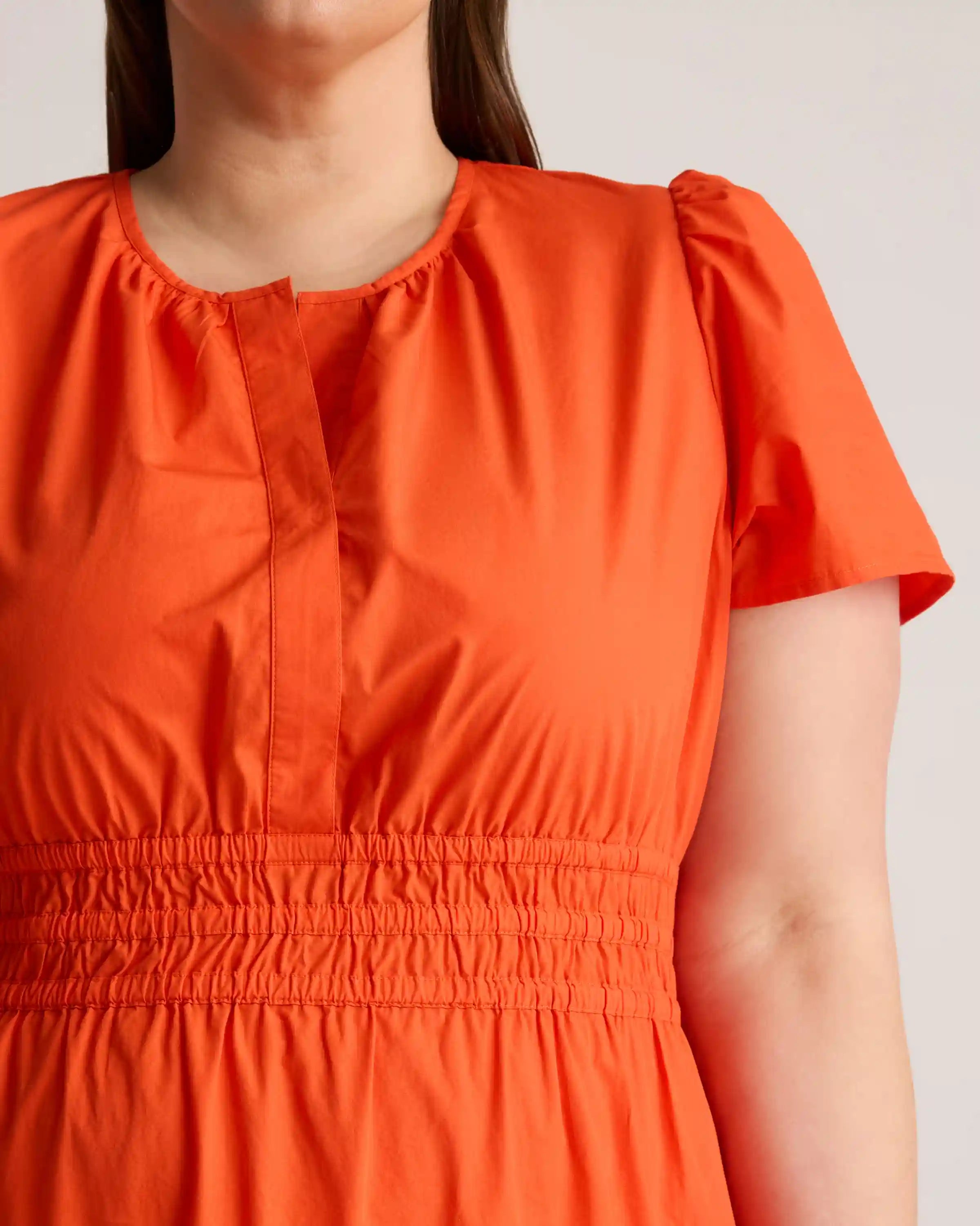 100% Organic Cotton Poplin Tiered Maxi Dress