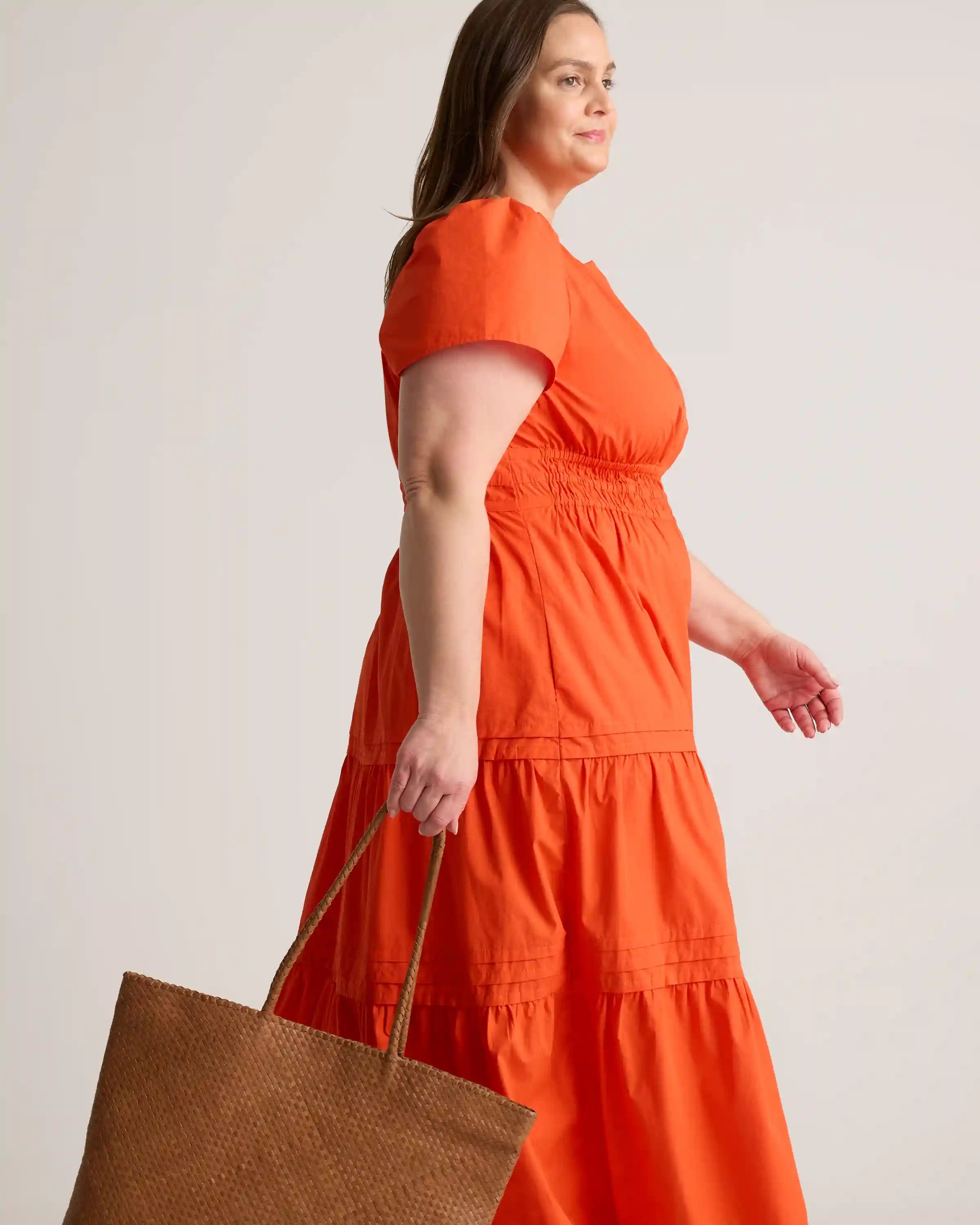 100% Organic Cotton Poplin Tiered Maxi Dress