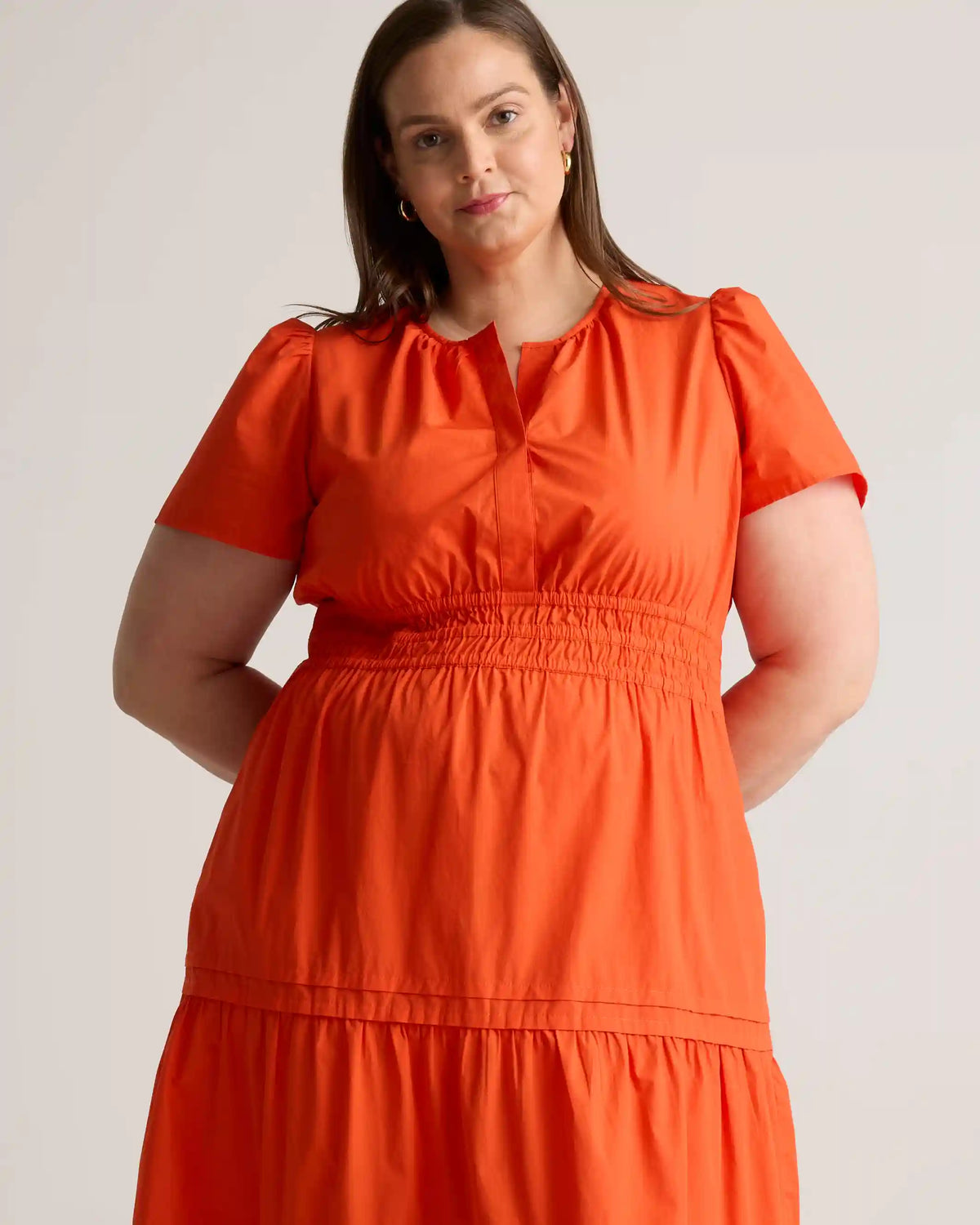 100% Organic Cotton Poplin Tiered Maxi Dress