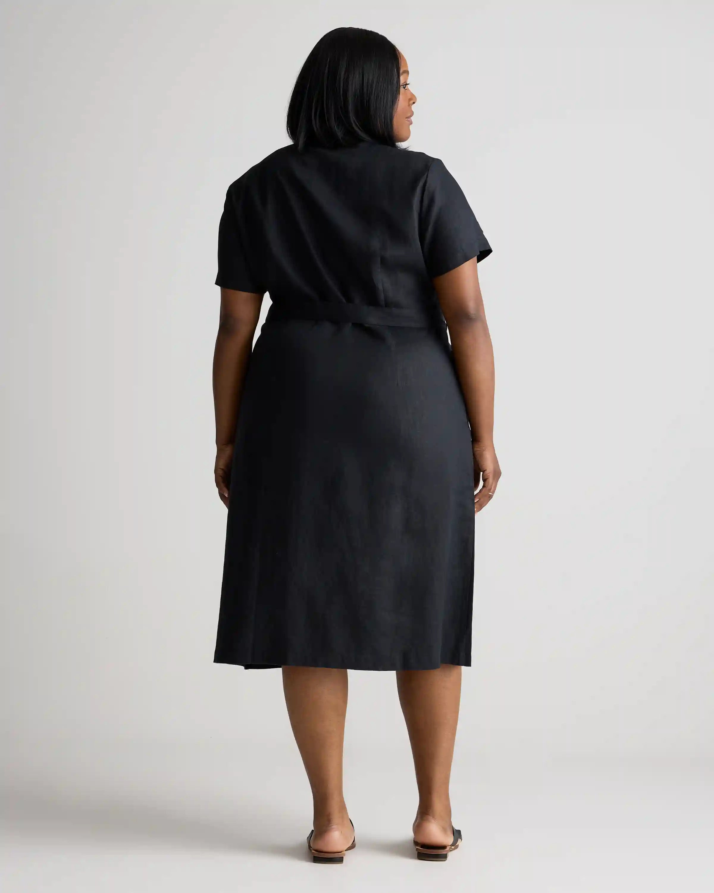 100% European Linen Button Front Dress