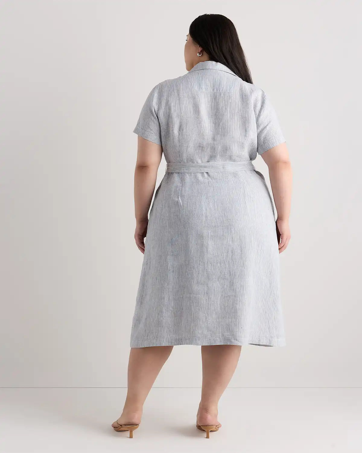 100% European Linen Button Front Dress