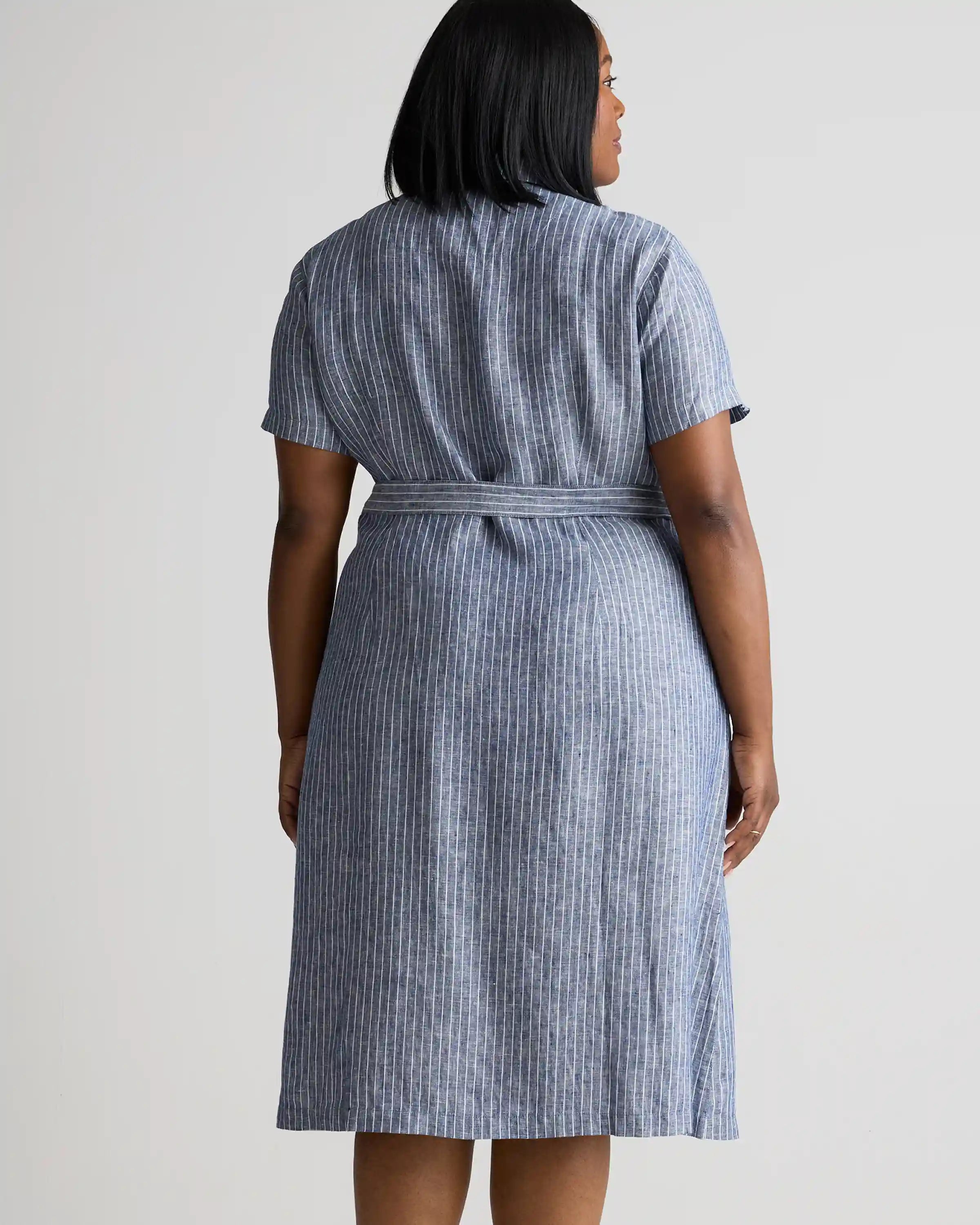 100% European Linen Button Front Dress
