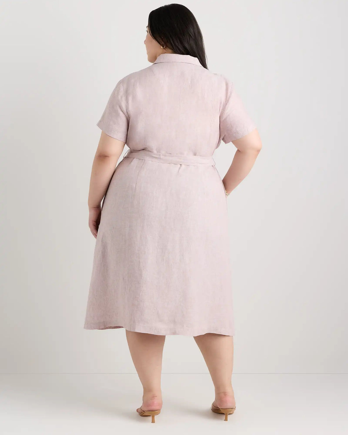 100% European Linen Button Front Dress