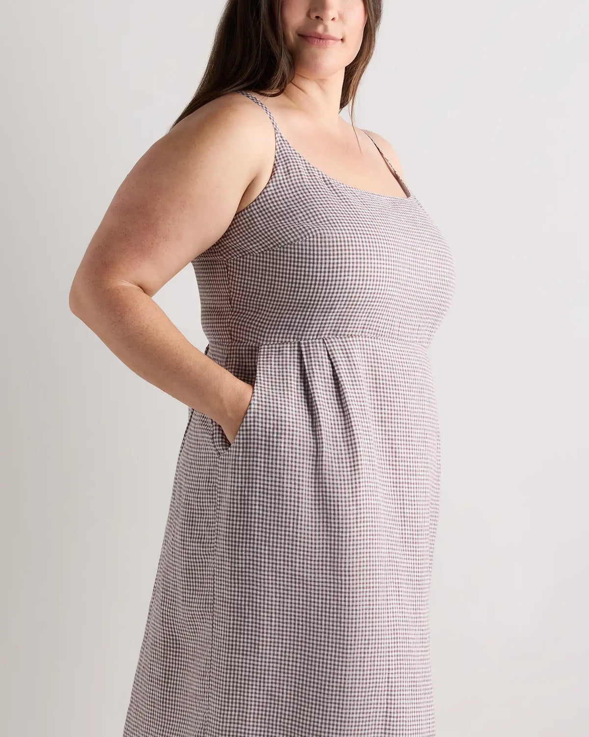 100% European Linen Scoop Neck Midi Dress