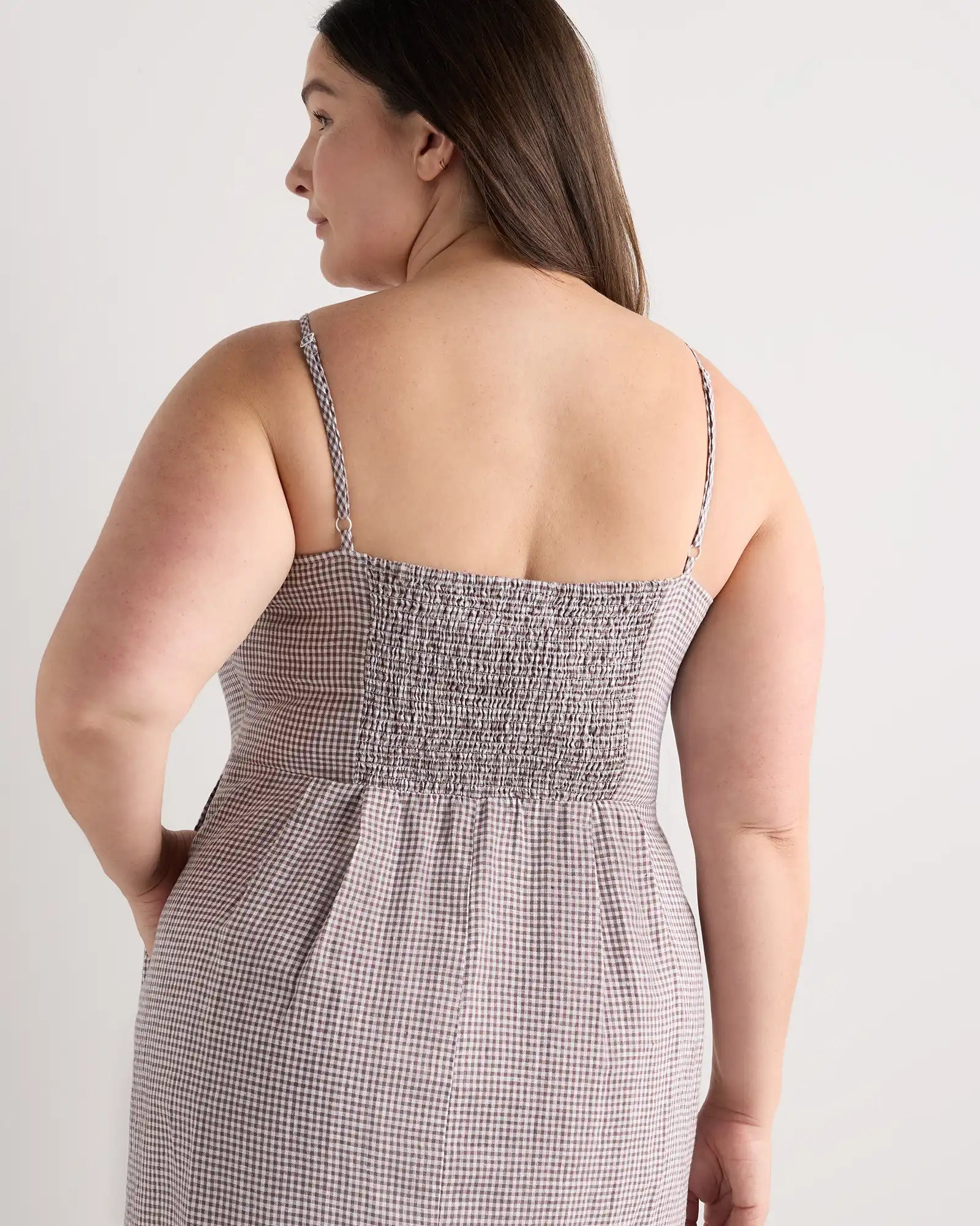 100% European Linen Scoop Neck Midi Dress