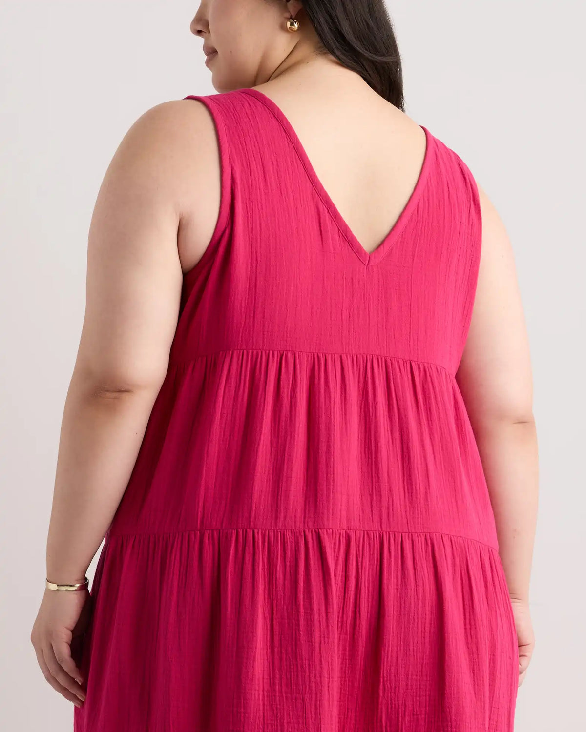 100% Organic Cotton Gauze Tiered Maxi Dress