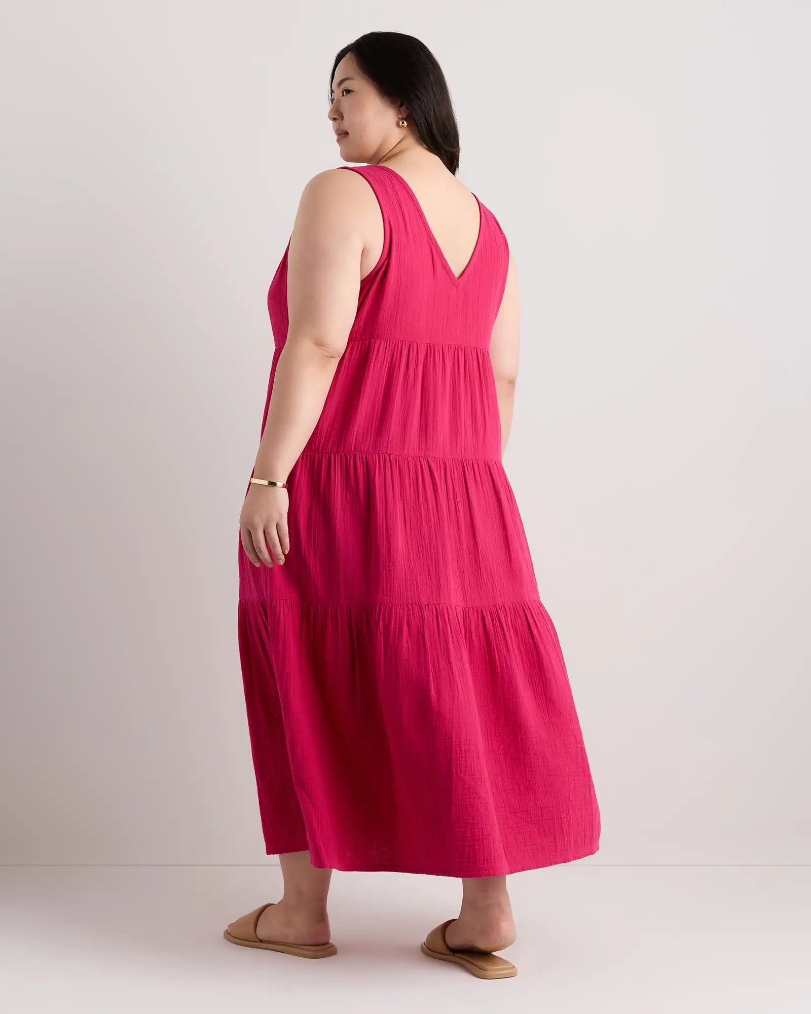 100% Organic Cotton Gauze Tiered Maxi Dress
