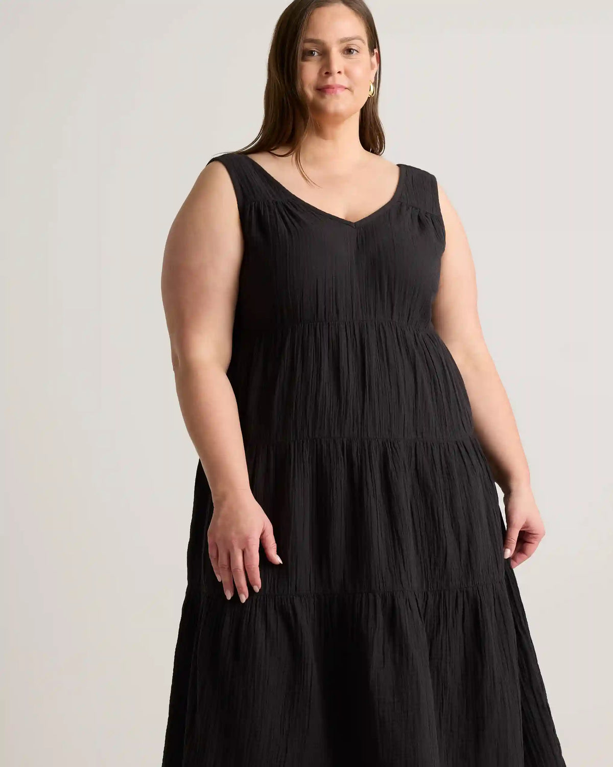 100% Organic Cotton Gauze Tiered Maxi Dress