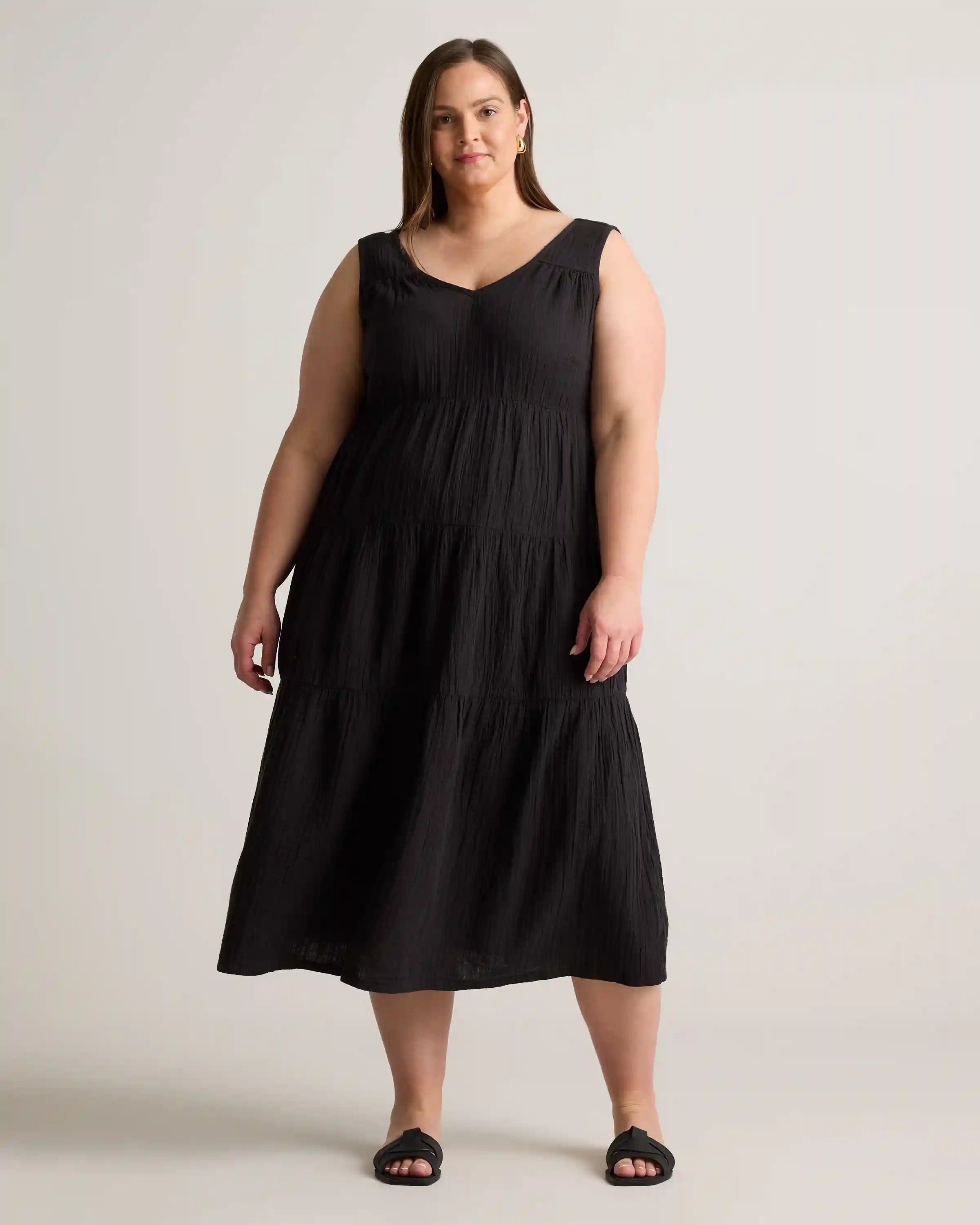 100% Organic Cotton Gauze Tiered Maxi Dress