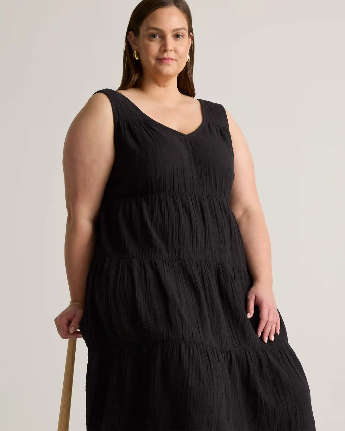 100% Organic Cotton Gauze Tiered Maxi Dress