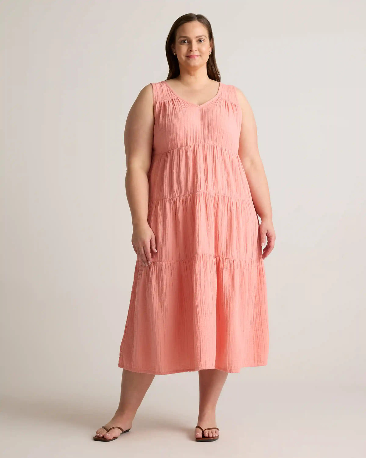 100% Organic Cotton Gauze Tiered Maxi Dress
