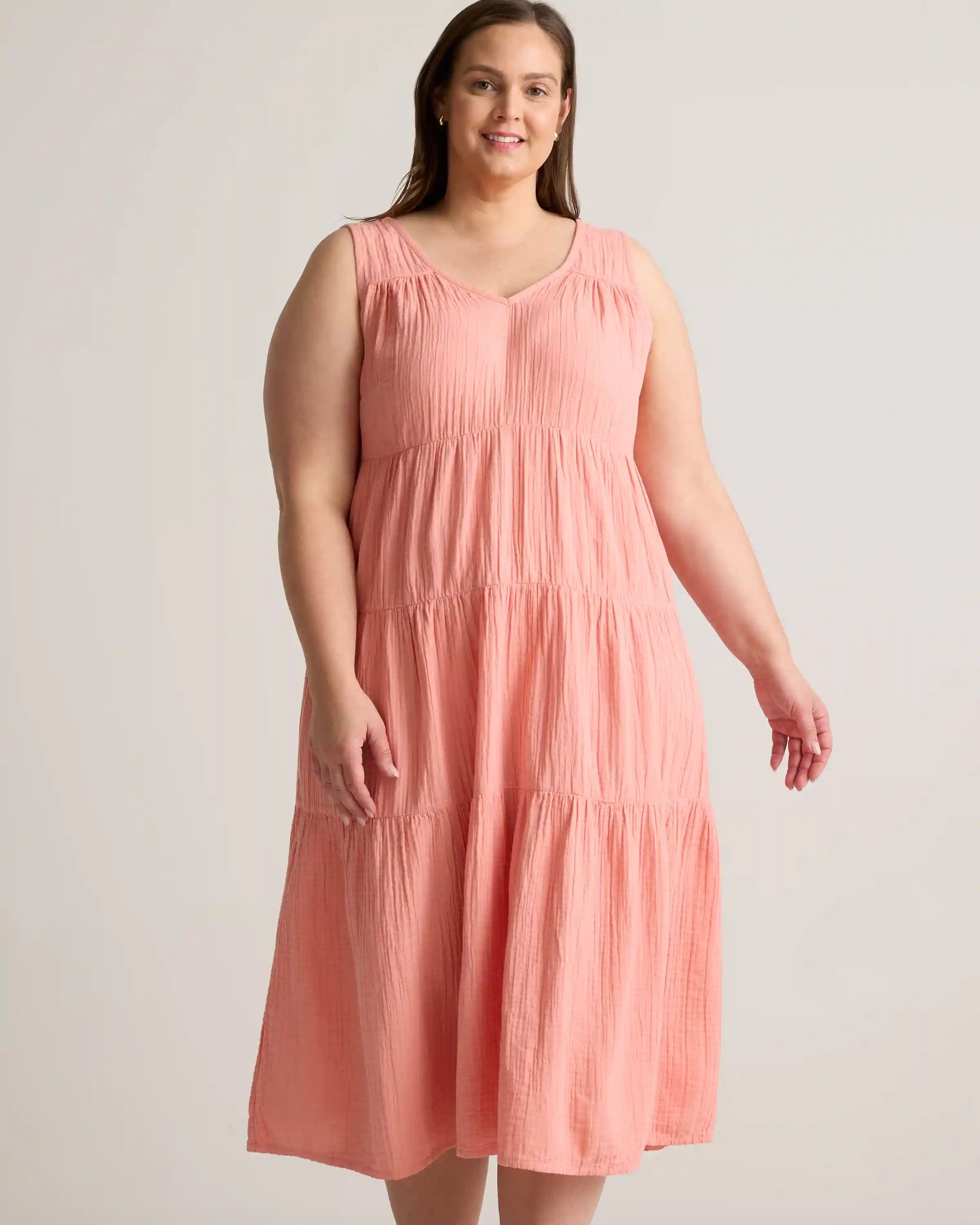 100% Organic Cotton Gauze Tiered Maxi Dress