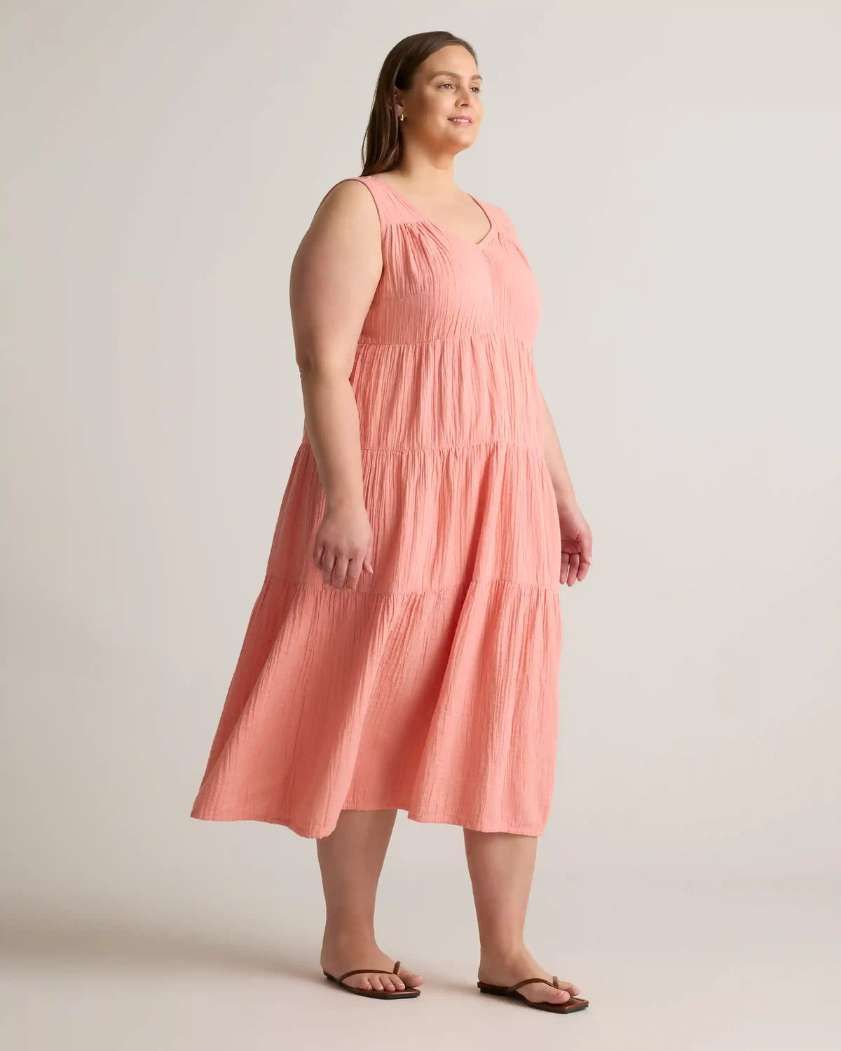 100% Organic Cotton Gauze Tiered Maxi Dress