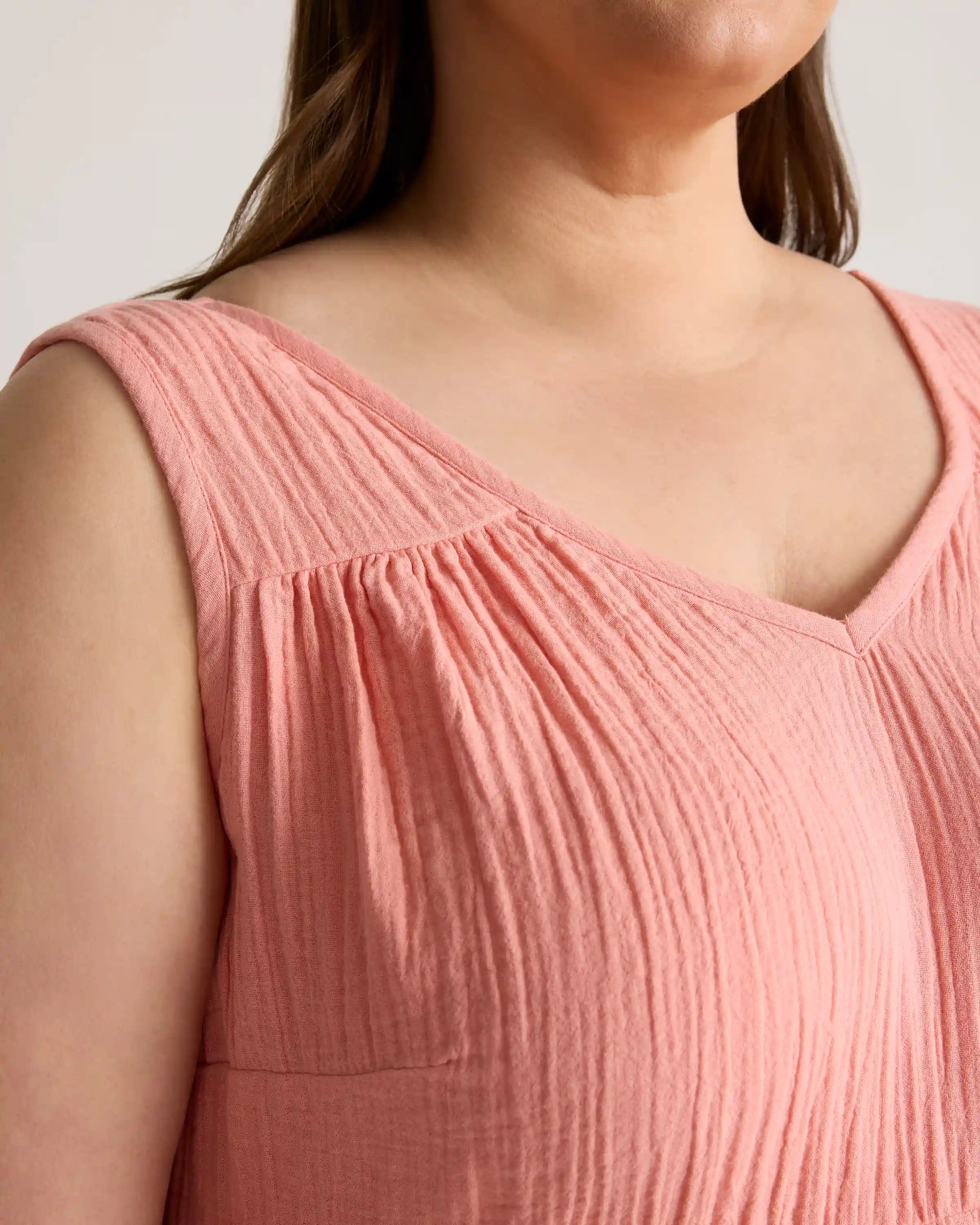 100% Organic Cotton Gauze Tiered Maxi Dress
