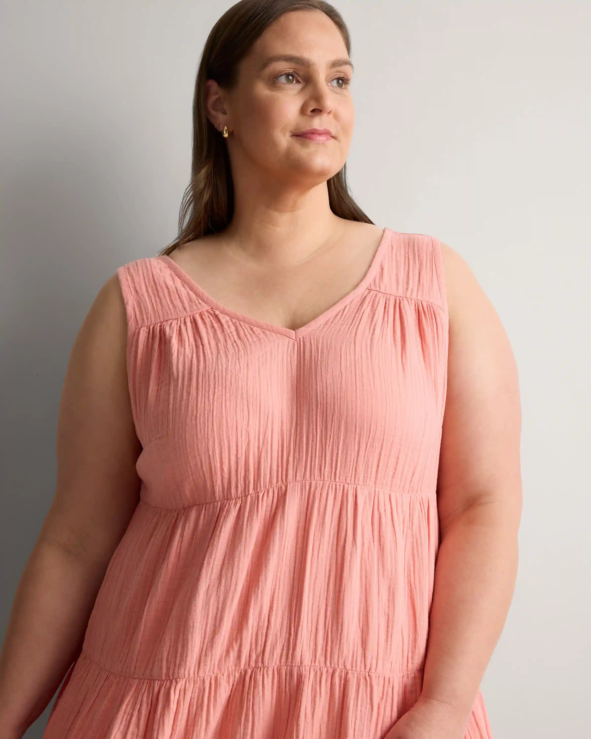 100% Organic Cotton Gauze Tiered Maxi Dress