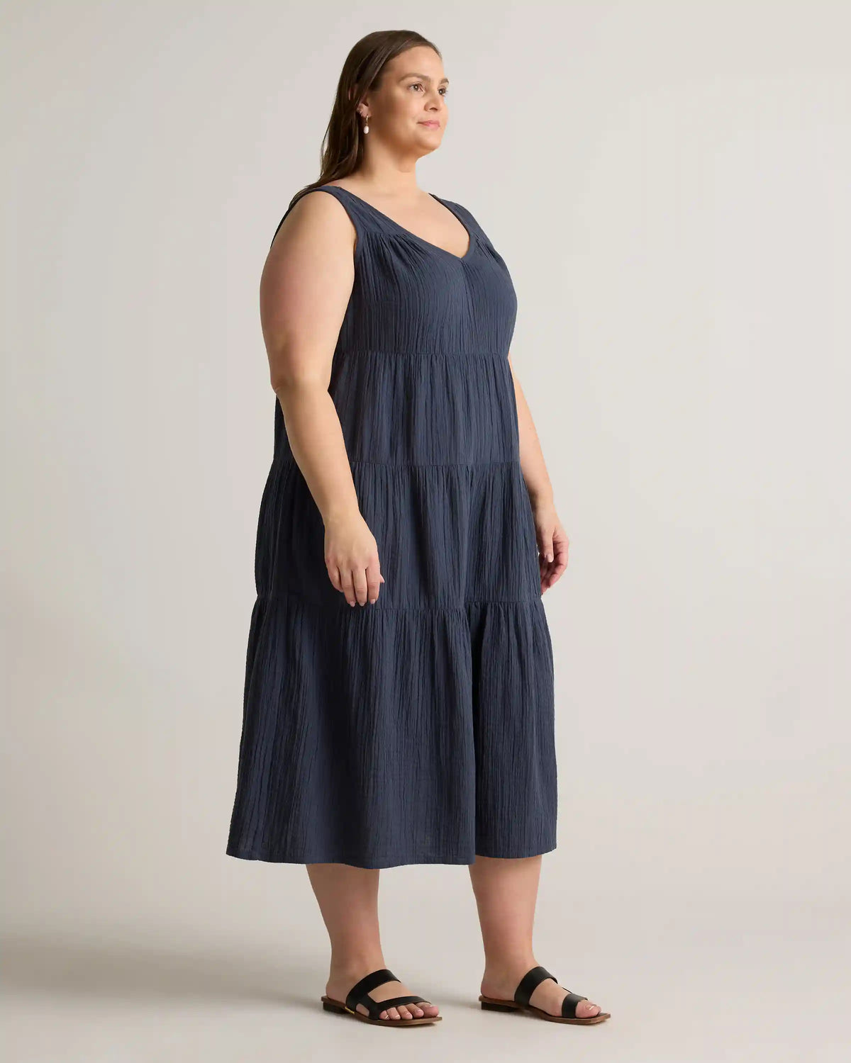 100% Organic Cotton Gauze Tiered Maxi Dress