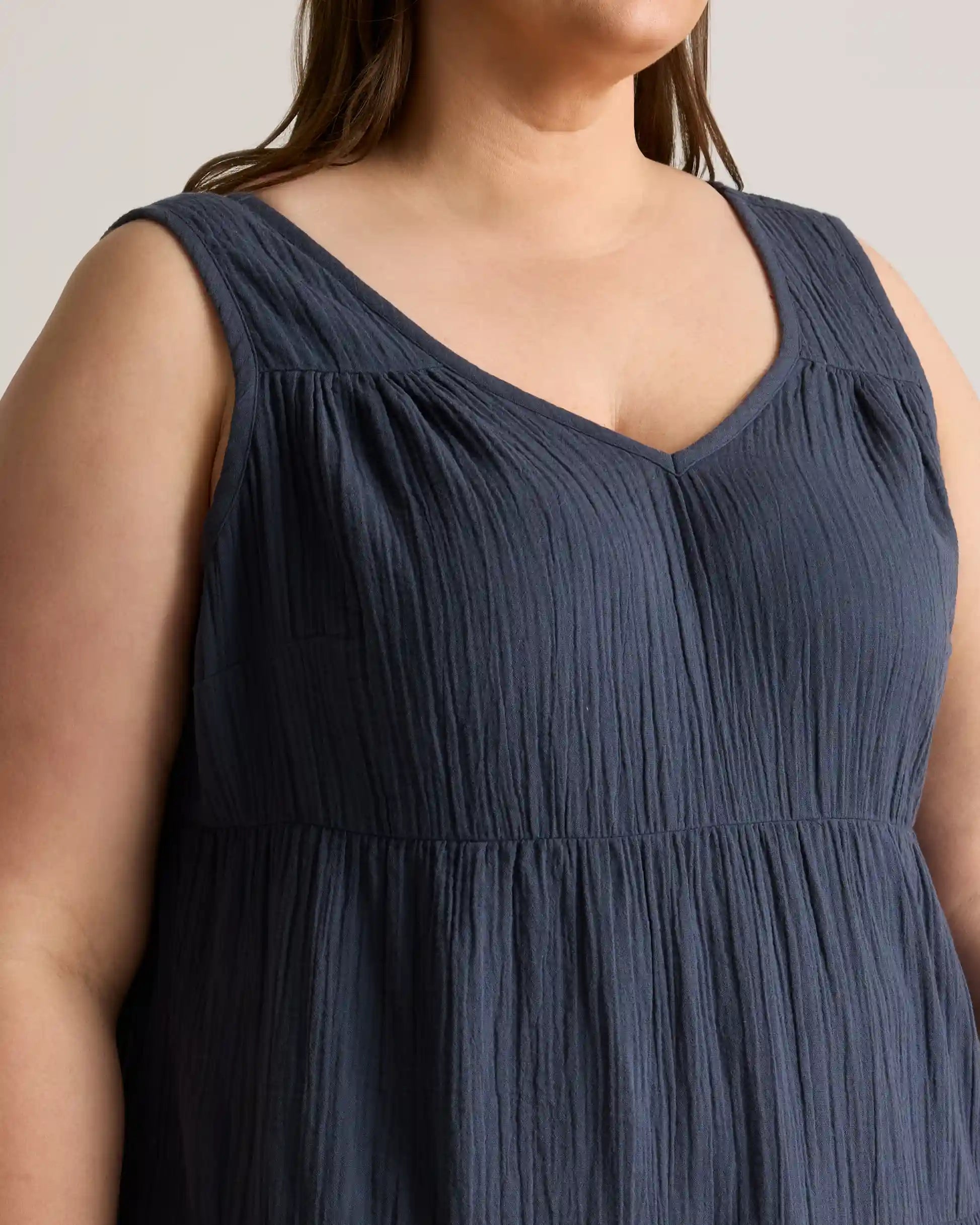 100% Organic Cotton Gauze Tiered Maxi Dress