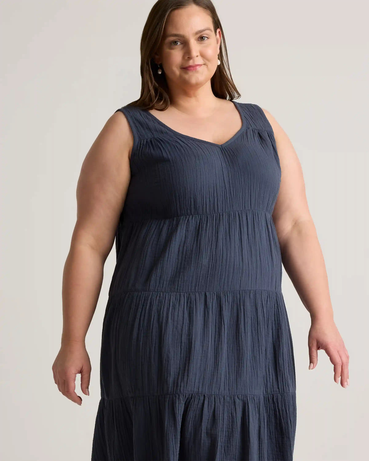 100% Organic Cotton Gauze Tiered Maxi Dress