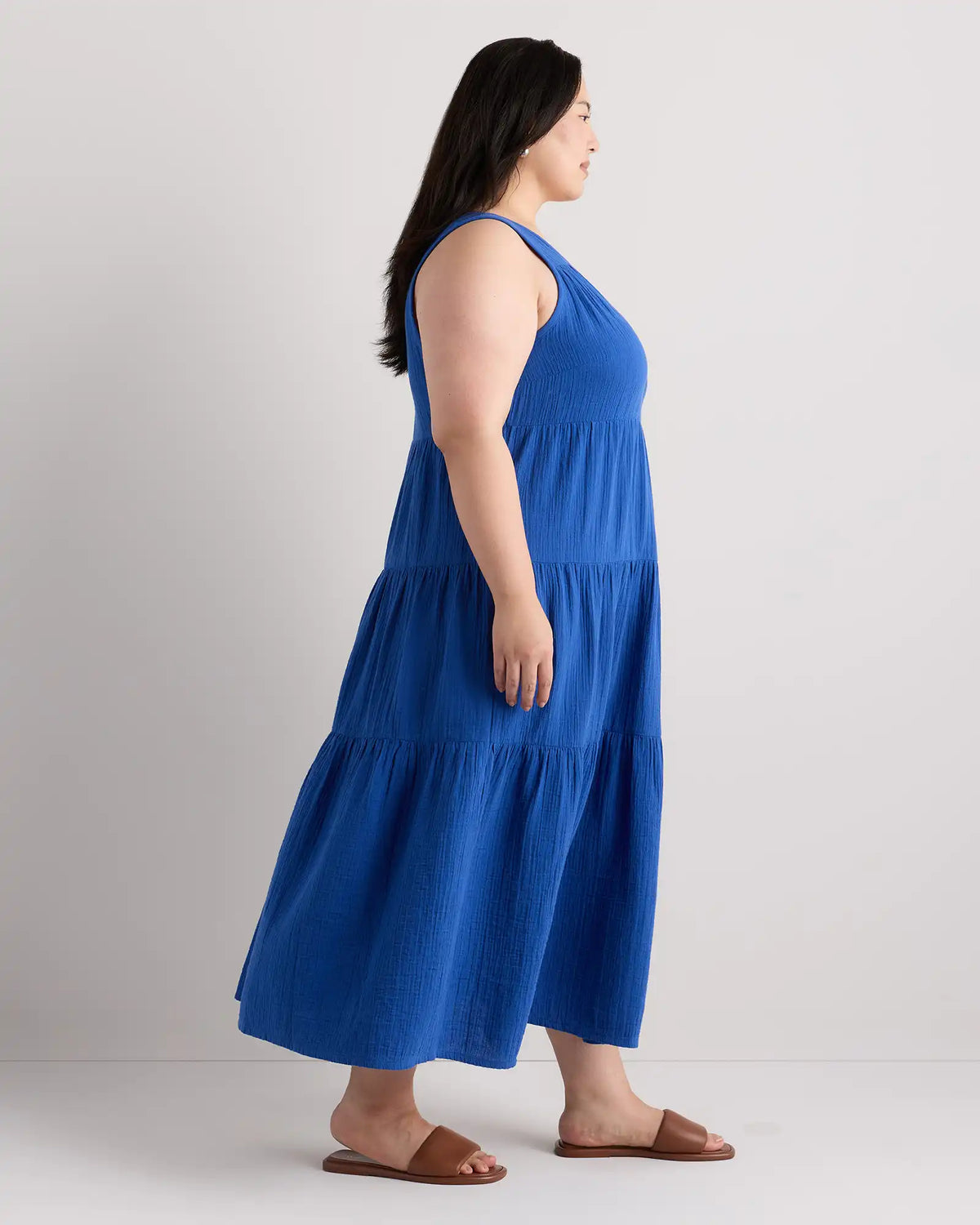 100% Organic Cotton Gauze Tiered Maxi Dress
