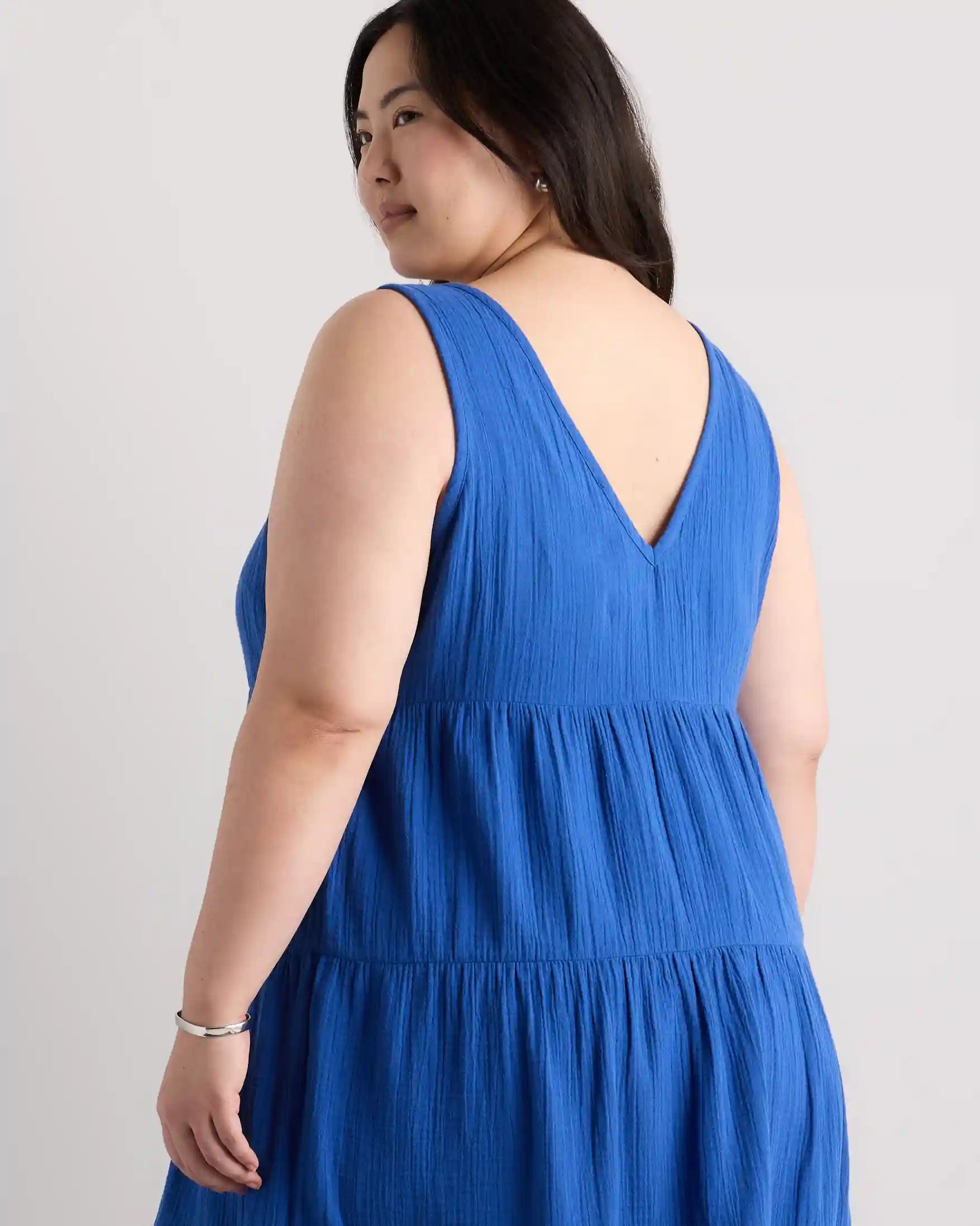100% Organic Cotton Gauze Tiered Maxi Dress
